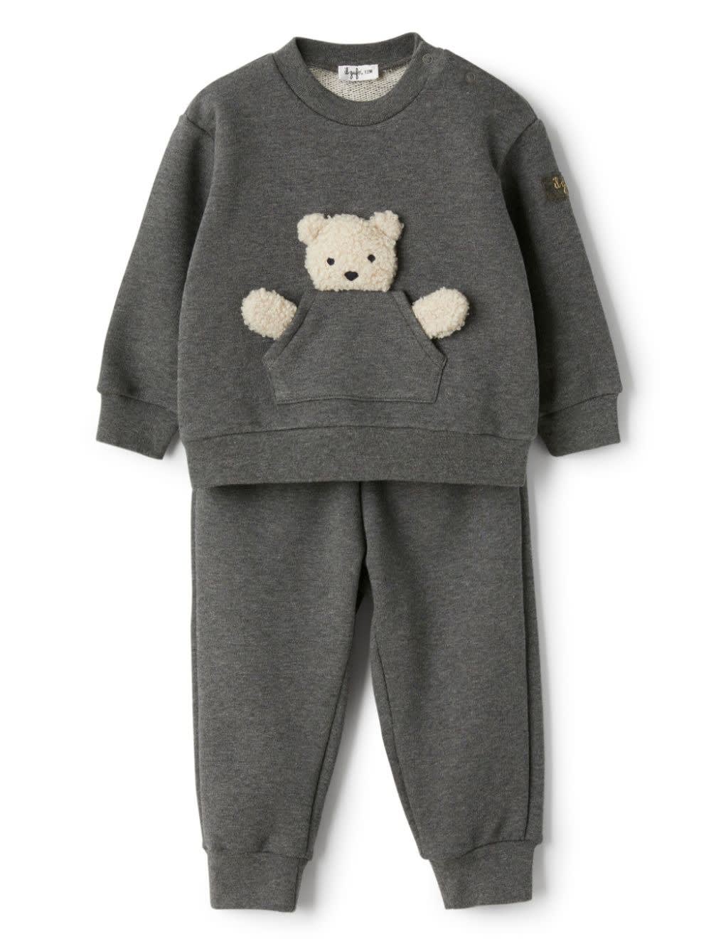 Shop Il Gufo Coal Fleece Suit With Appliqué In Grey