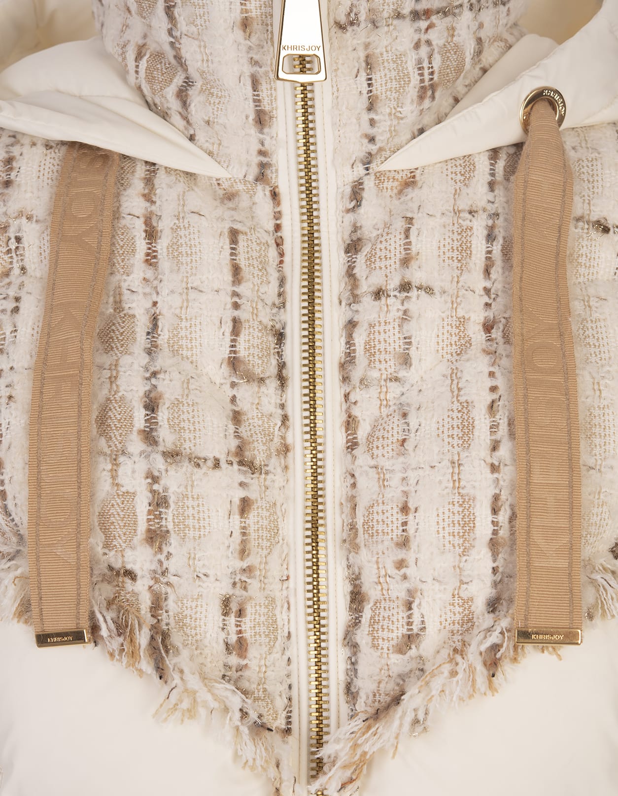 Shop Khrisjoy Butter Hug Tweed Down Jacket In White