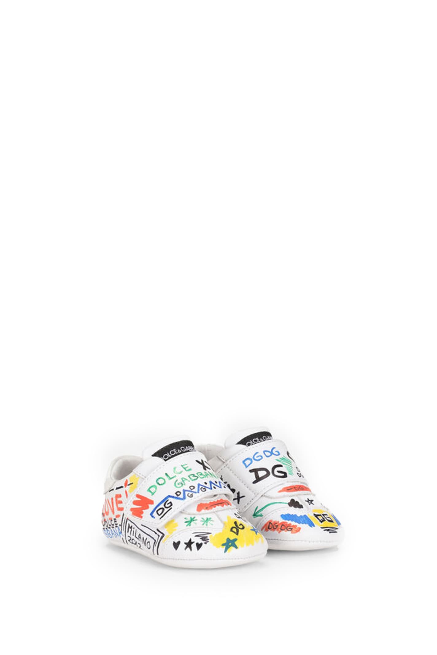 Shop Dolce & Gabbana Strap Sneakers With Written Print In Multicolor