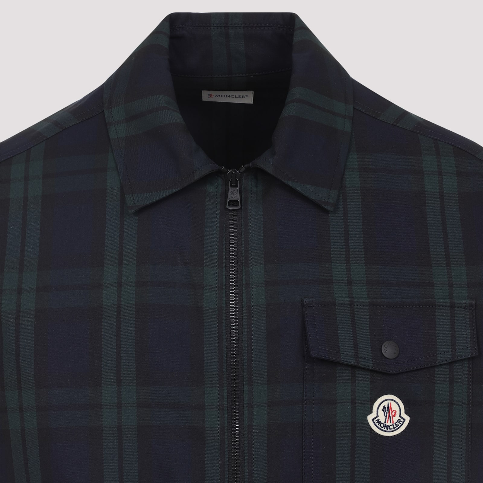 Moncler Checked Long Sleeve Shirt In Black