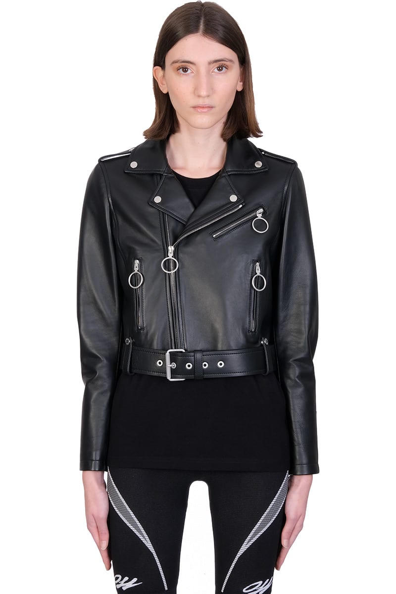 Off-White Liquid Melt Leather Jacket In Black Leather