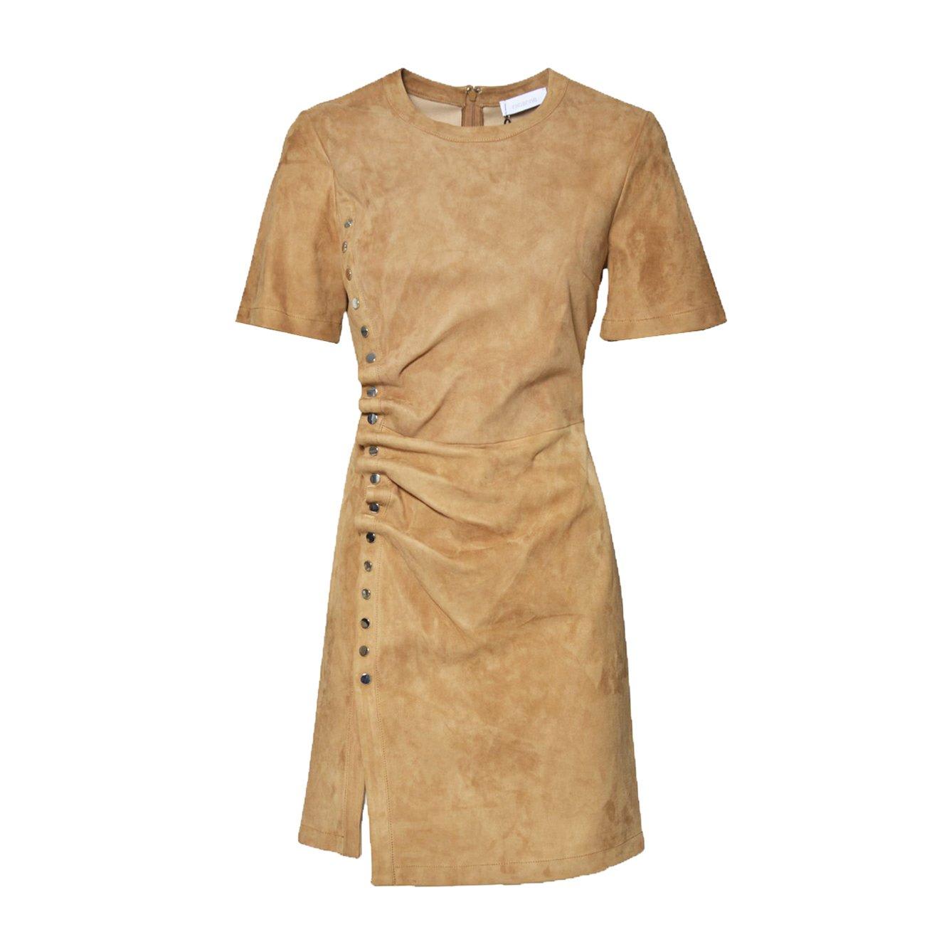 Rabanne Gathered Crewneck Mini Dress In Brown