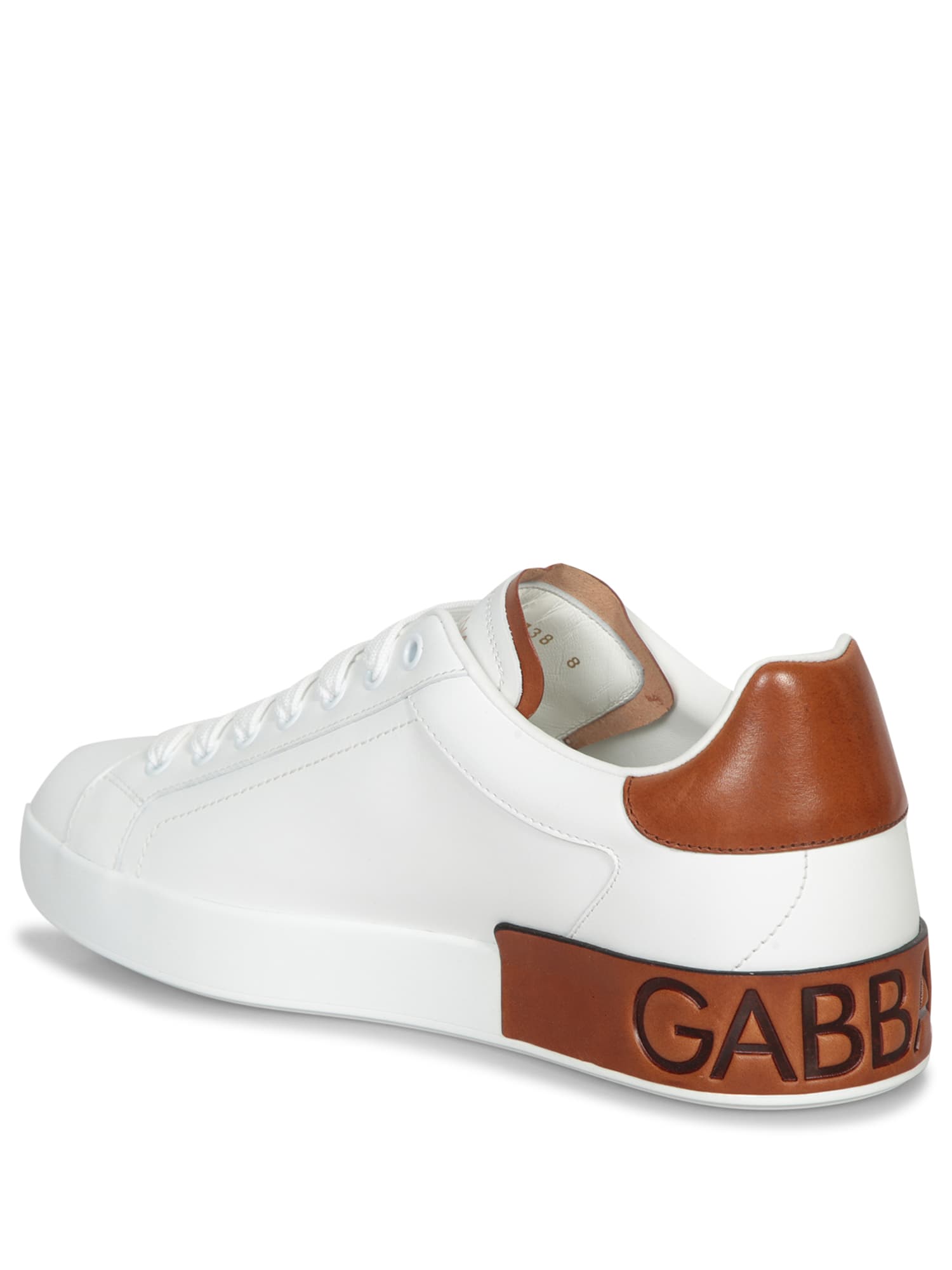 Shop Dolce & Gabbana White Leather Portofino Sneakers