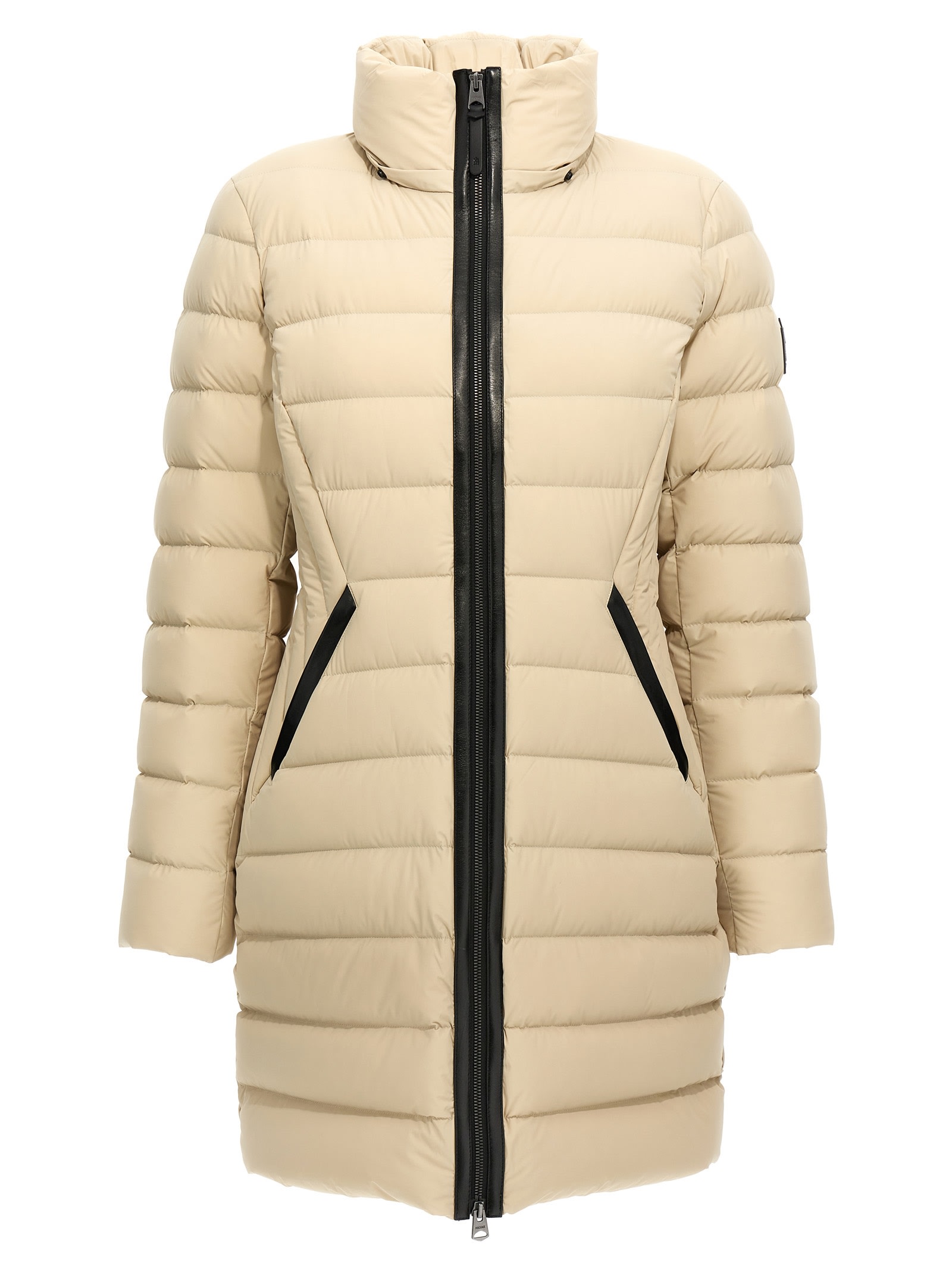 Shop Mackage Farren Long Down Jacket In Beige