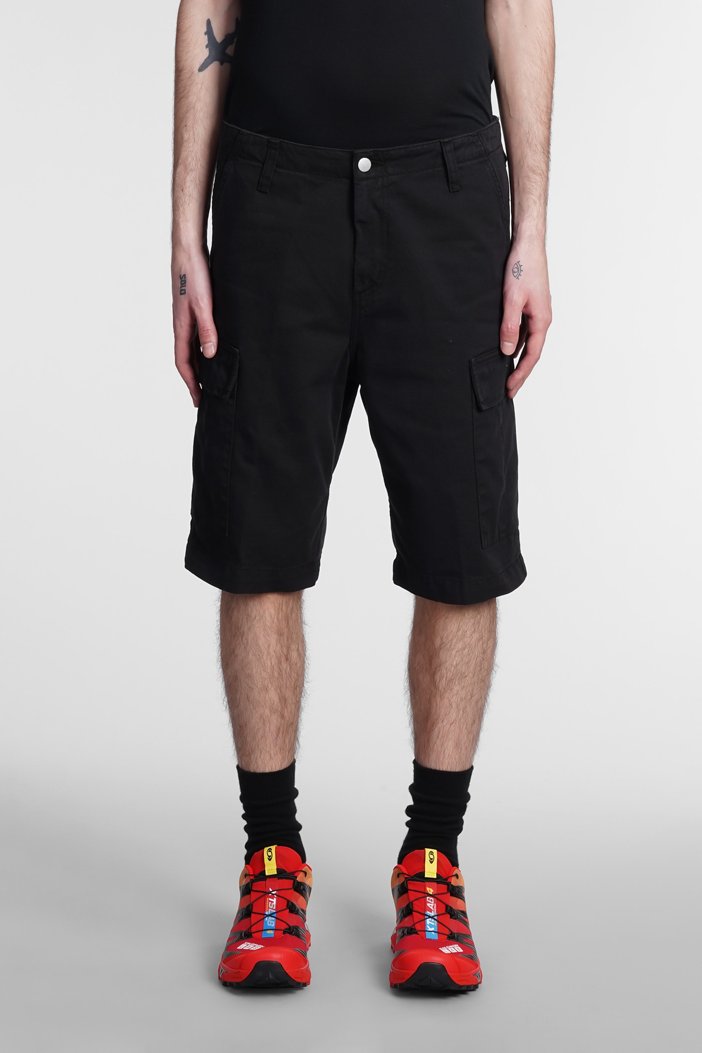 Shop Carhartt Shorts In Black Cotton