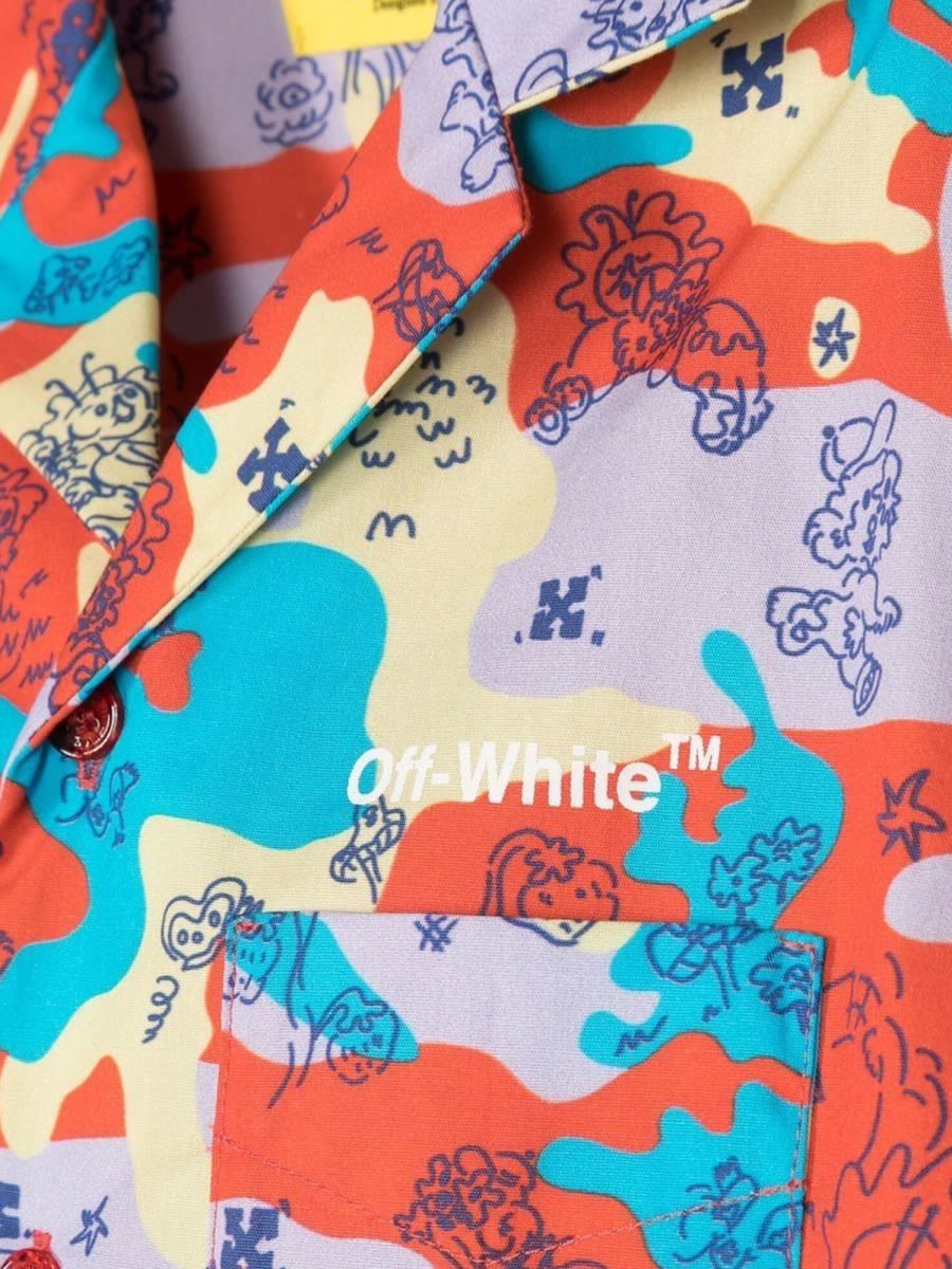 Off-white Boys Puzzleflage Bowling Shirt In Multicolour