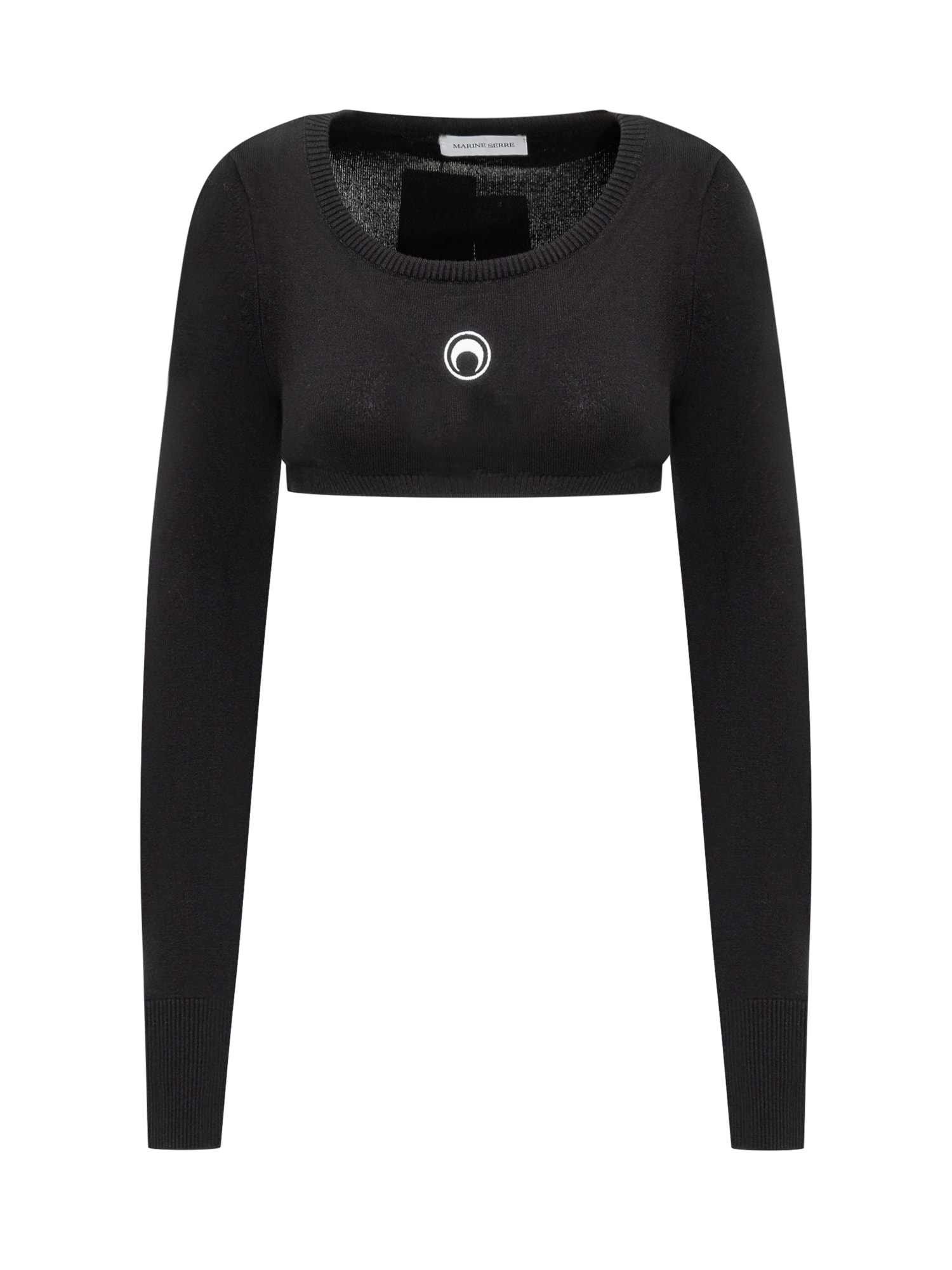 Shop Marine Serre Ultra Cropped Sweater In Black