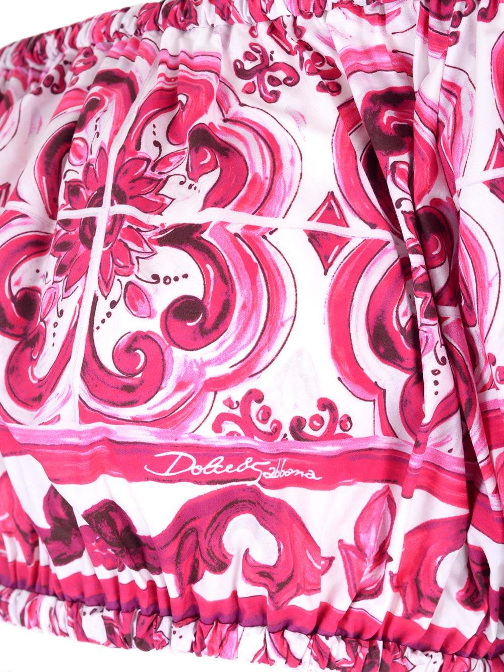 Shop Dolce & Gabbana Majolica Print Top In Fuchsia