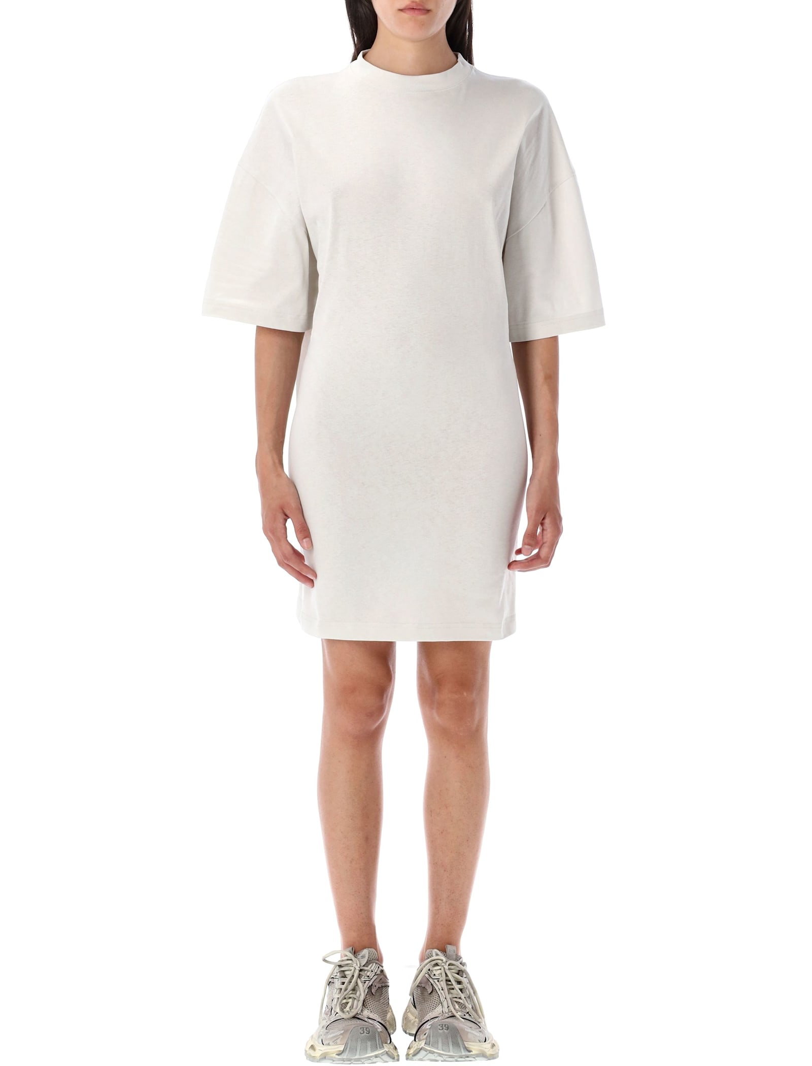 Balenciaga Semi Fitted Cotton T-shirt Dress In Gray