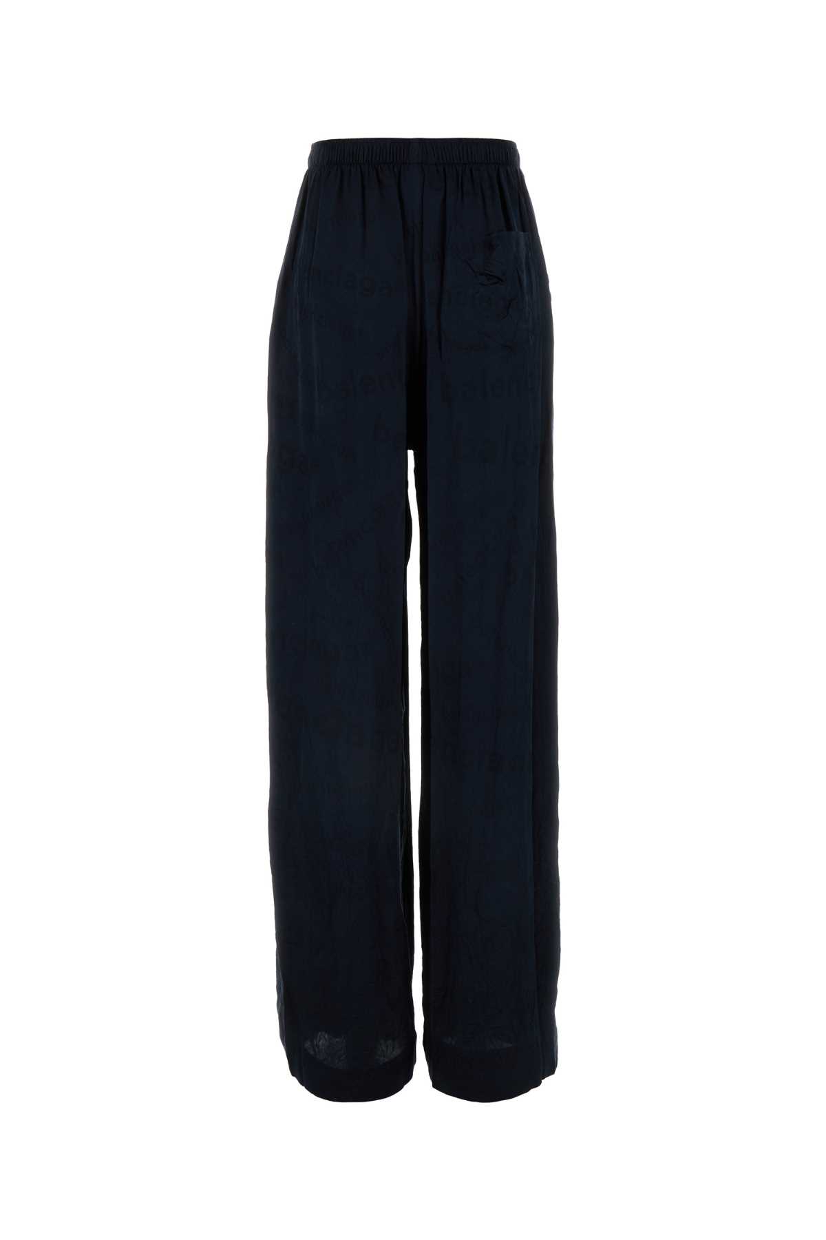 Shop Balenciaga Midnight Blue Silk Pyjama Pant In Fadedblack