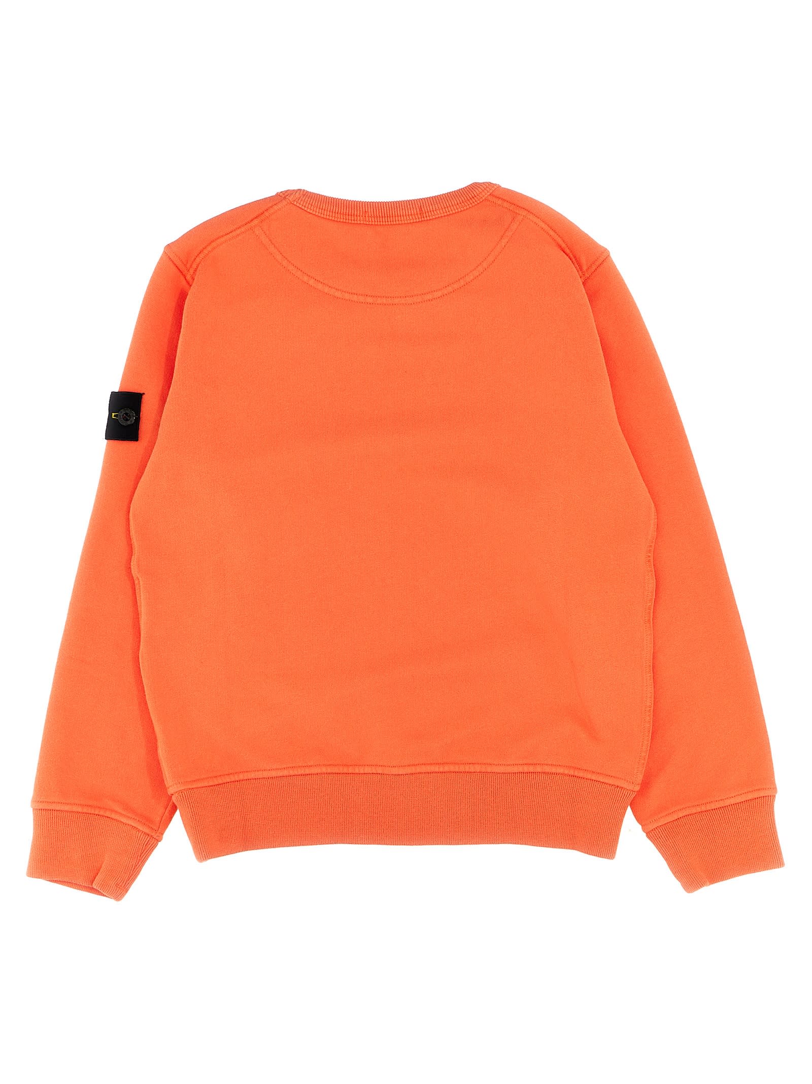 Stone Island Logo Patch Sweatshirt In Orange