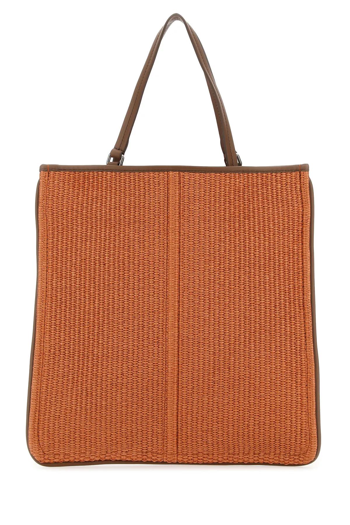 Max Mara Caramel Raffia Easybag Shopping Bag