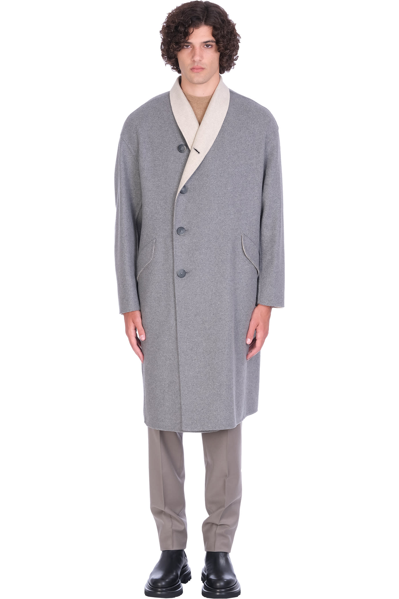 Giorgio Armani Coat In Grey Cashmere