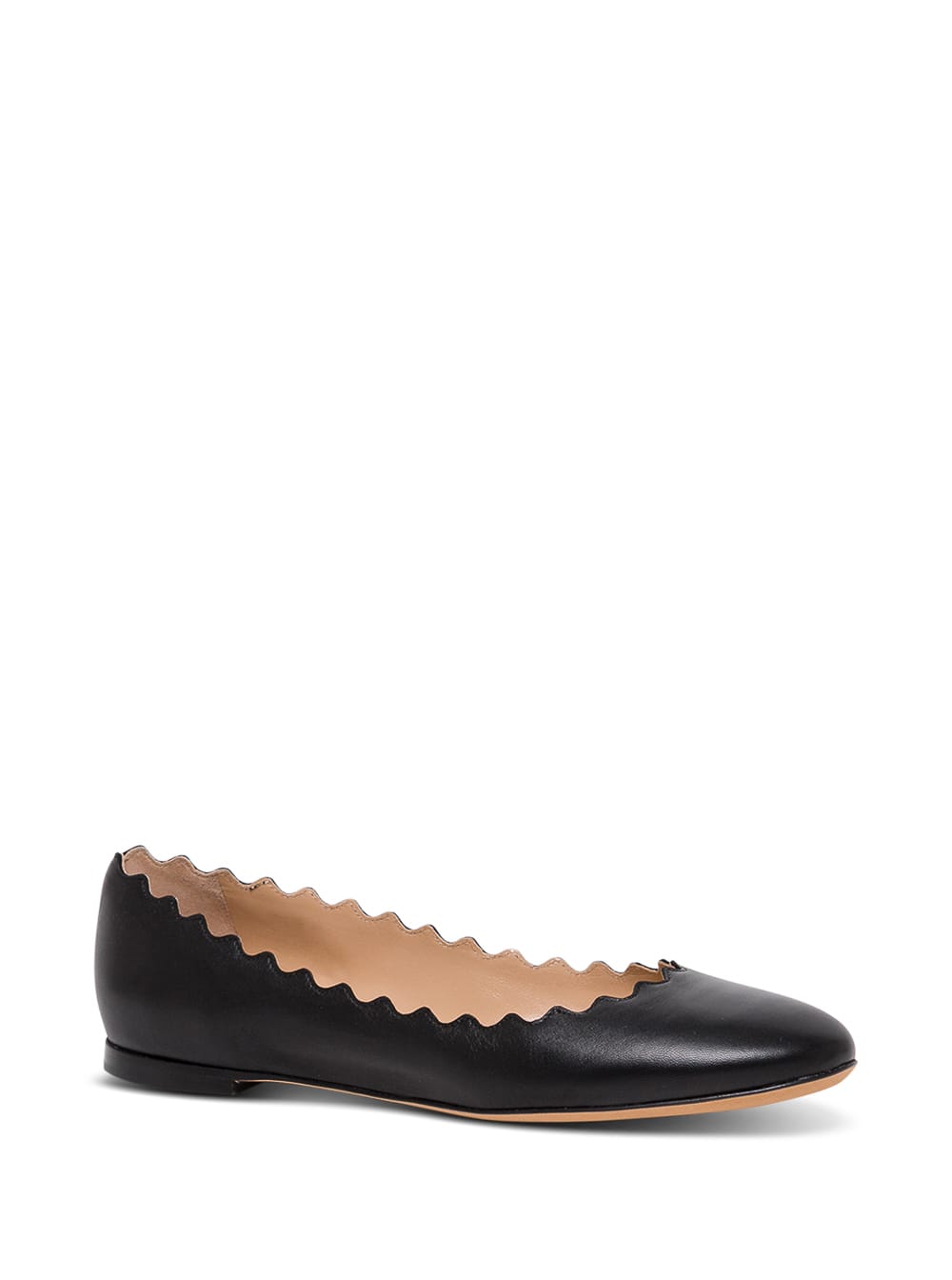 Shop Chloé Lauren Black Flat Shoes With Wavy Edges In Leather Woman In Nero