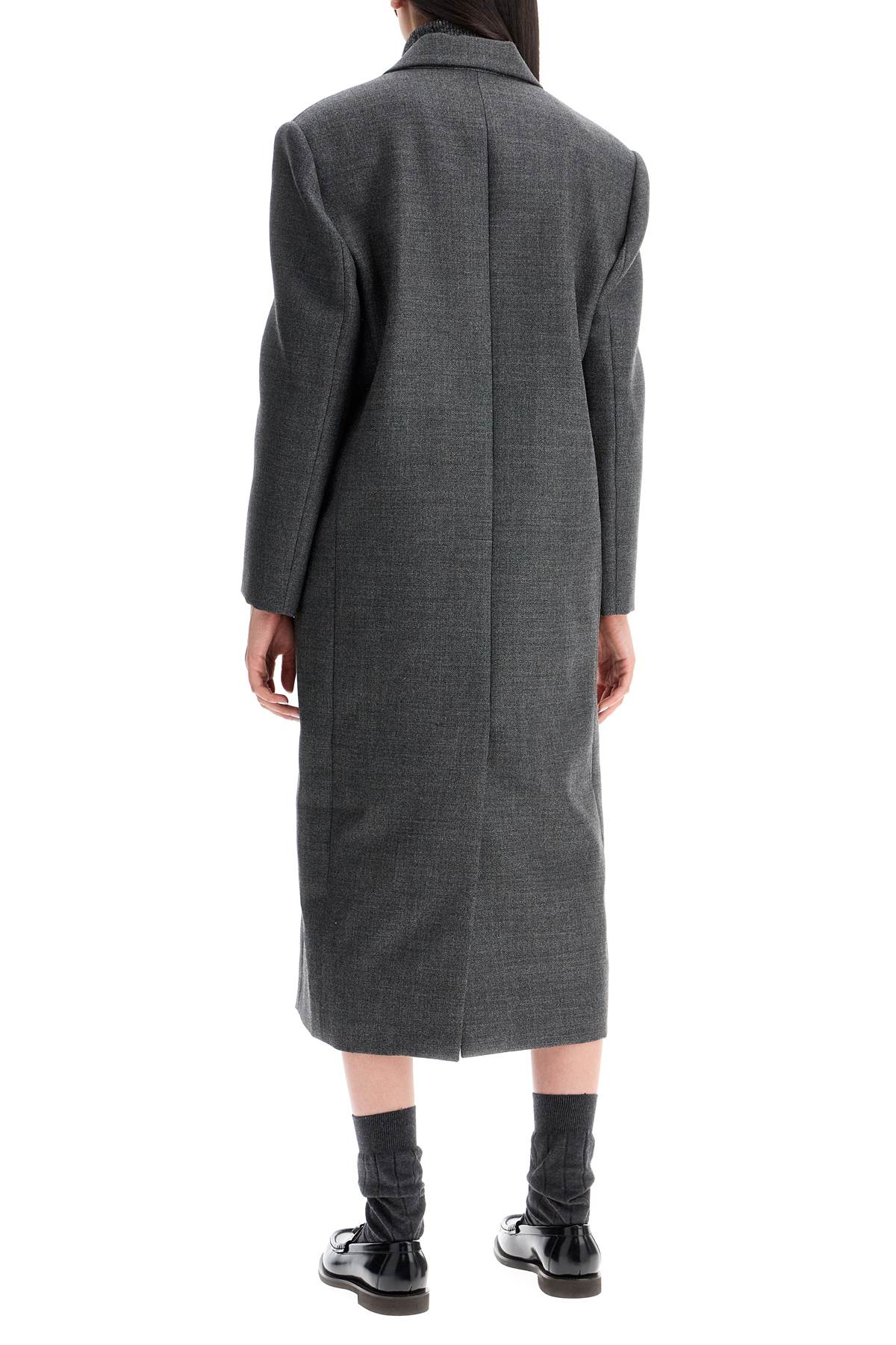 Shop Brunello Cucinelli Woolen Overcoat In Canvas Fabric In Grigio Scuro (grey)