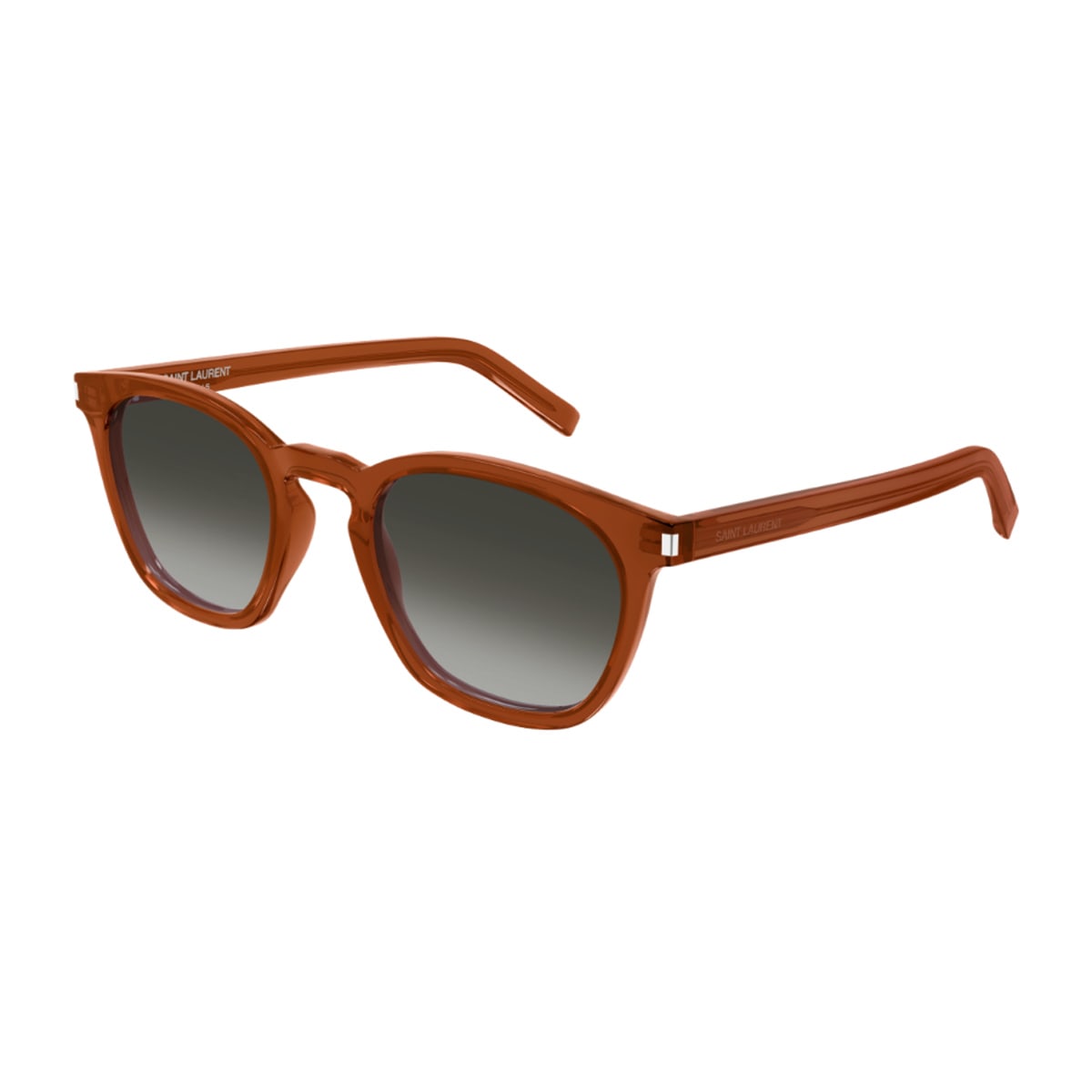 Saint Laurent Sl 28 Linea Corner Angle 051 Brown Grey Sunglasses In Red