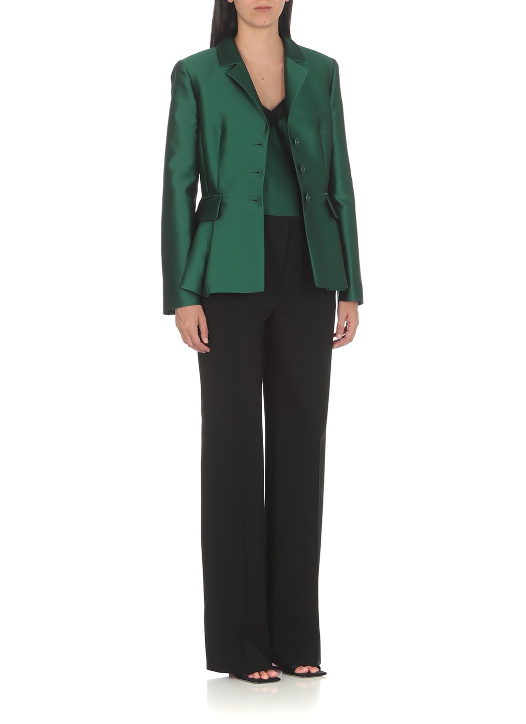 Alberta Ferretti Wool Trousers In Black