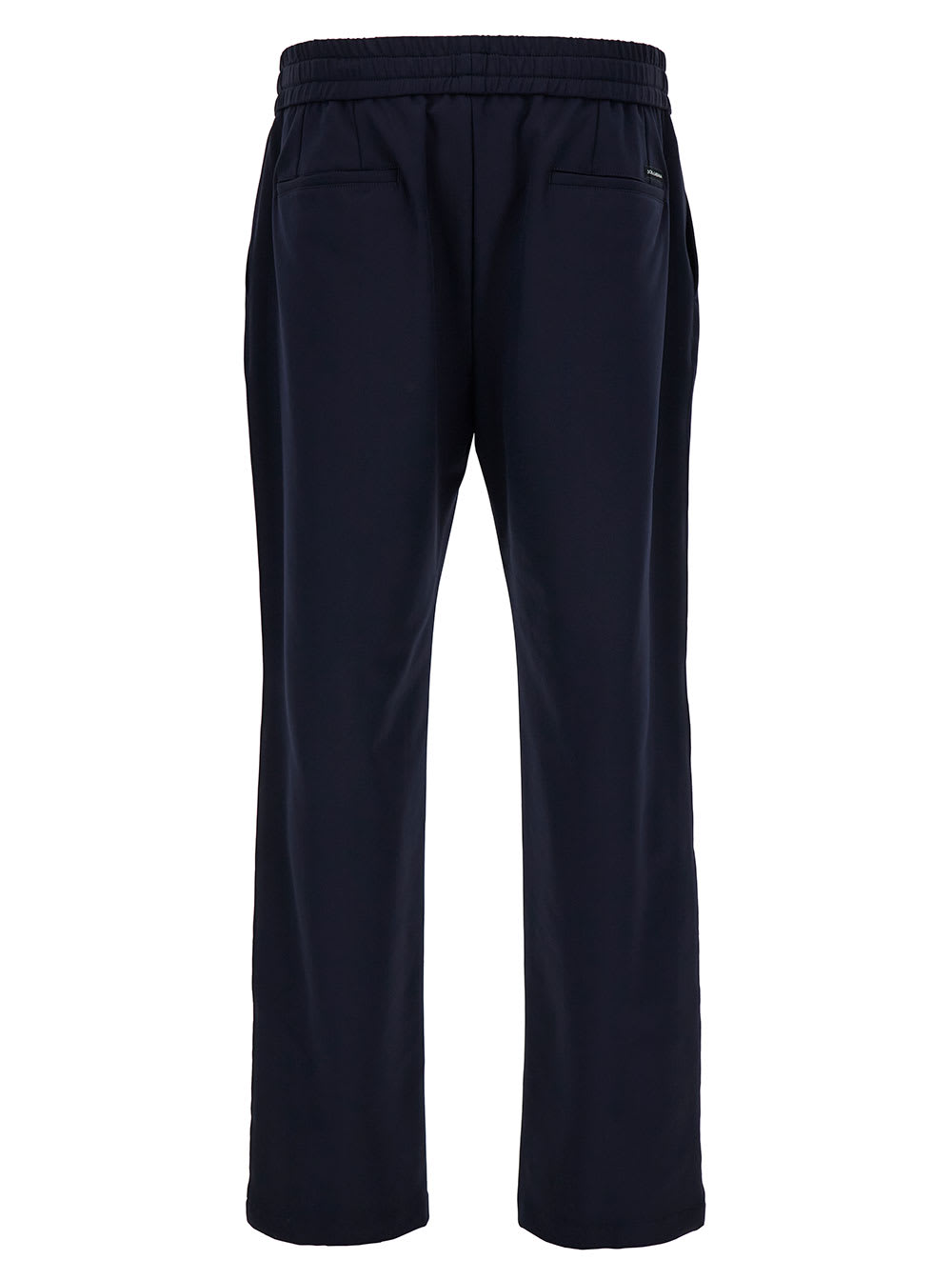 Shop Dolce & Gabbana Blue Joggers Pants With Drawstring And Logo Patch In Stretch Polyamide Man