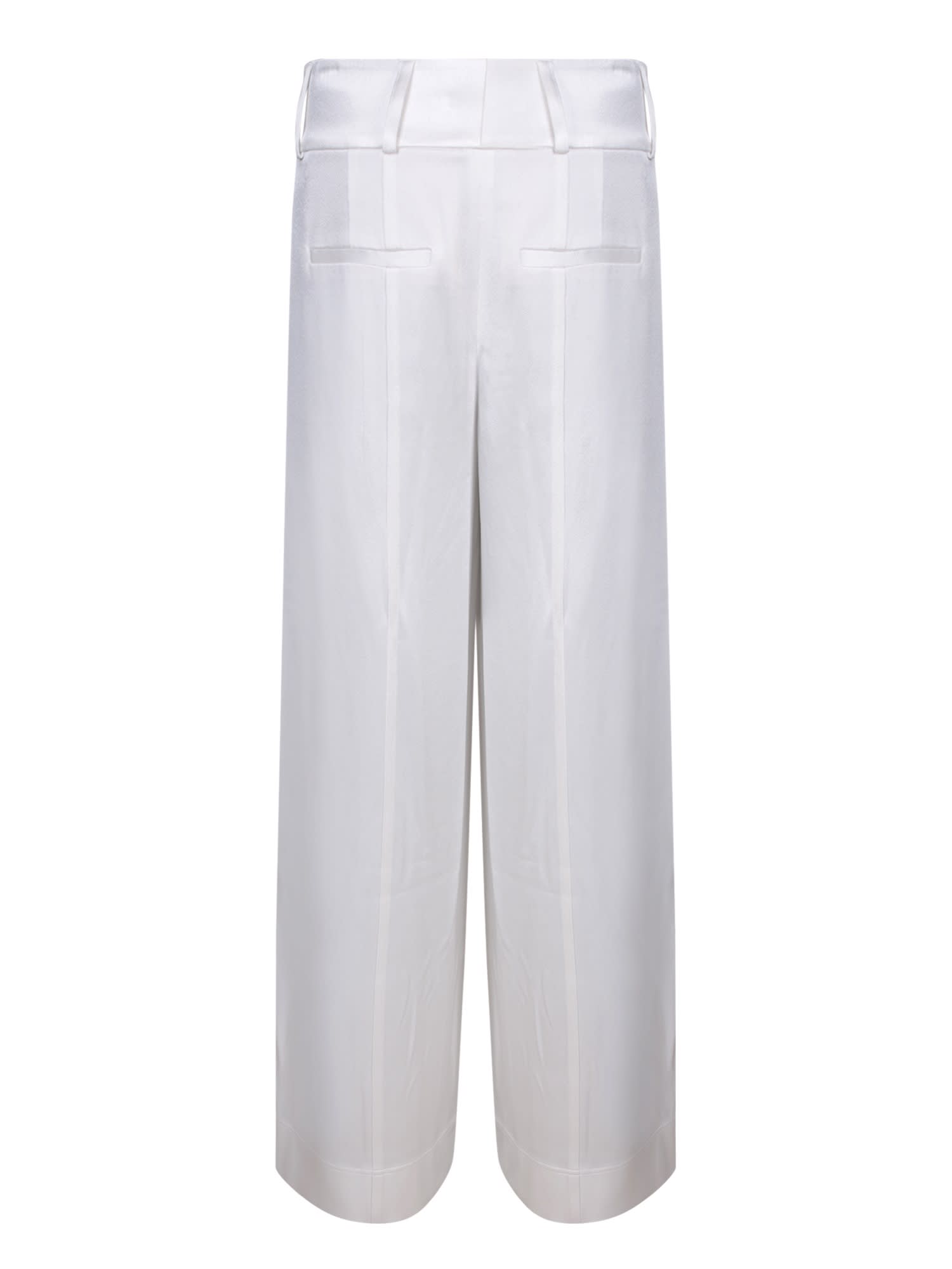 Shop Alice And Olivia White Wide Leg Satin Trousers By Alice + Olivia