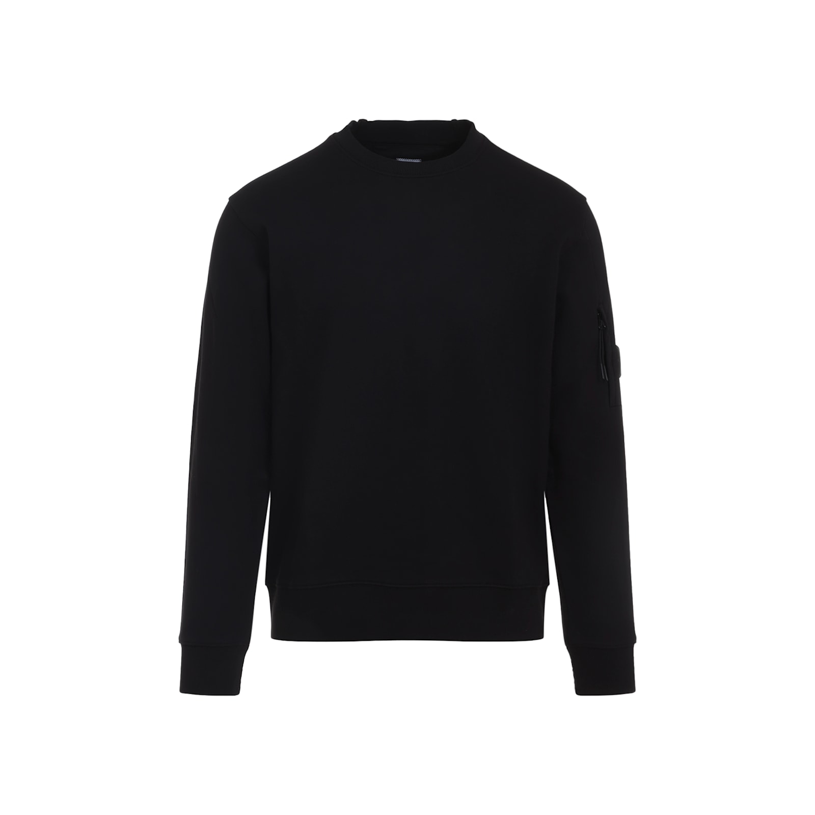 C.p. Company Brushed Cotton Sweatshirt With Lens Detail In Black