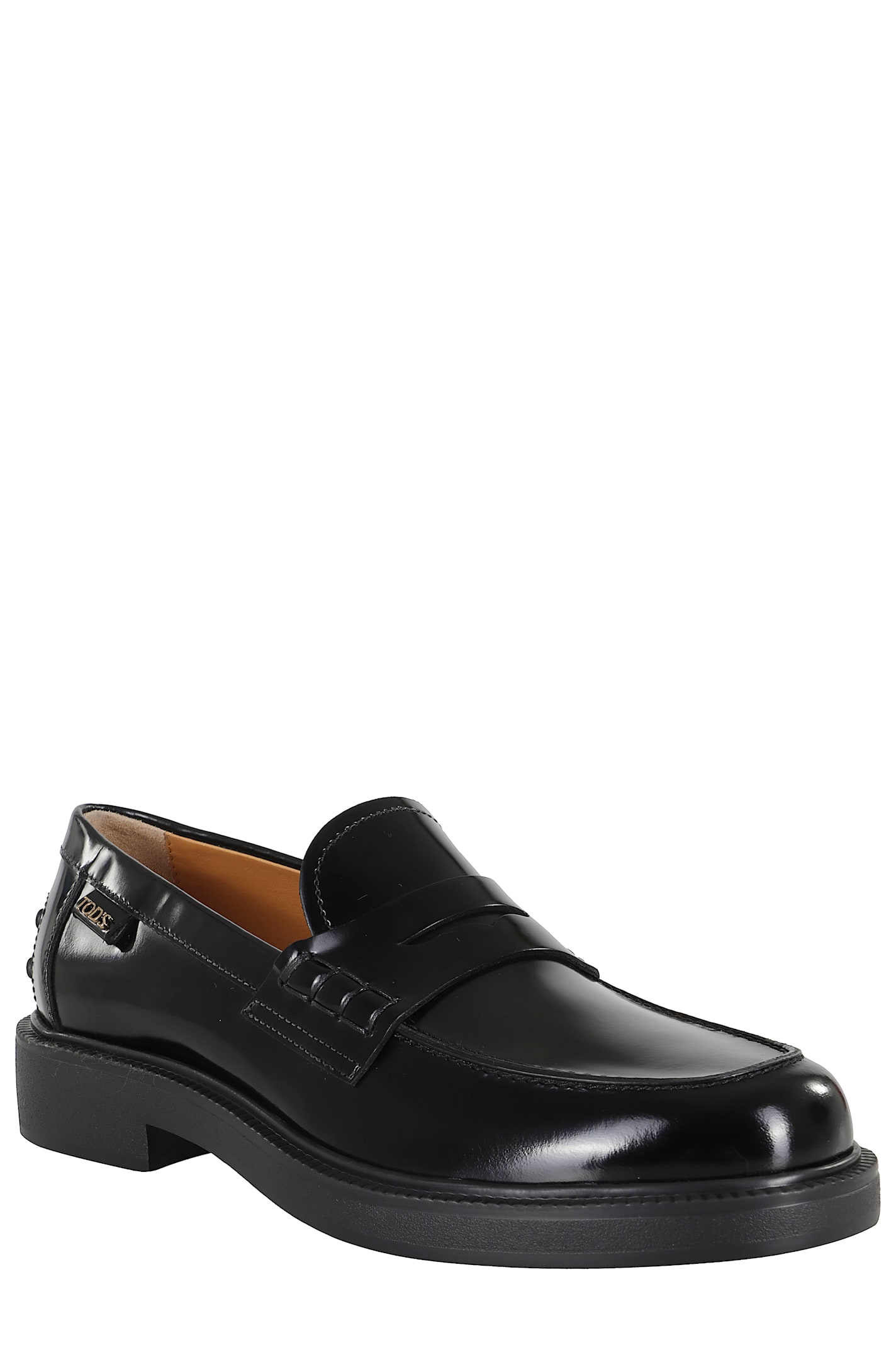 Tod's Mustard Gomma 20l Moccasins With Grommet-accented Heel In Black