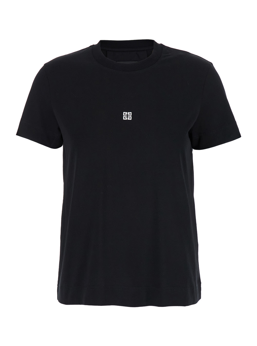 Shop Givenchy Black T-shirt With Contrasting 4g Embroidery In Cotton Woman