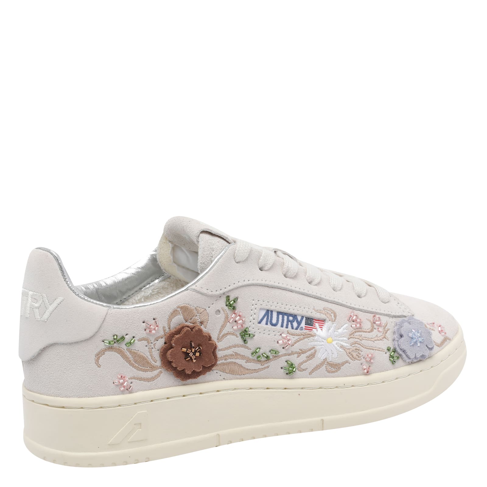 Autry Dallas Floral Suede Low Sneakers In Neutral