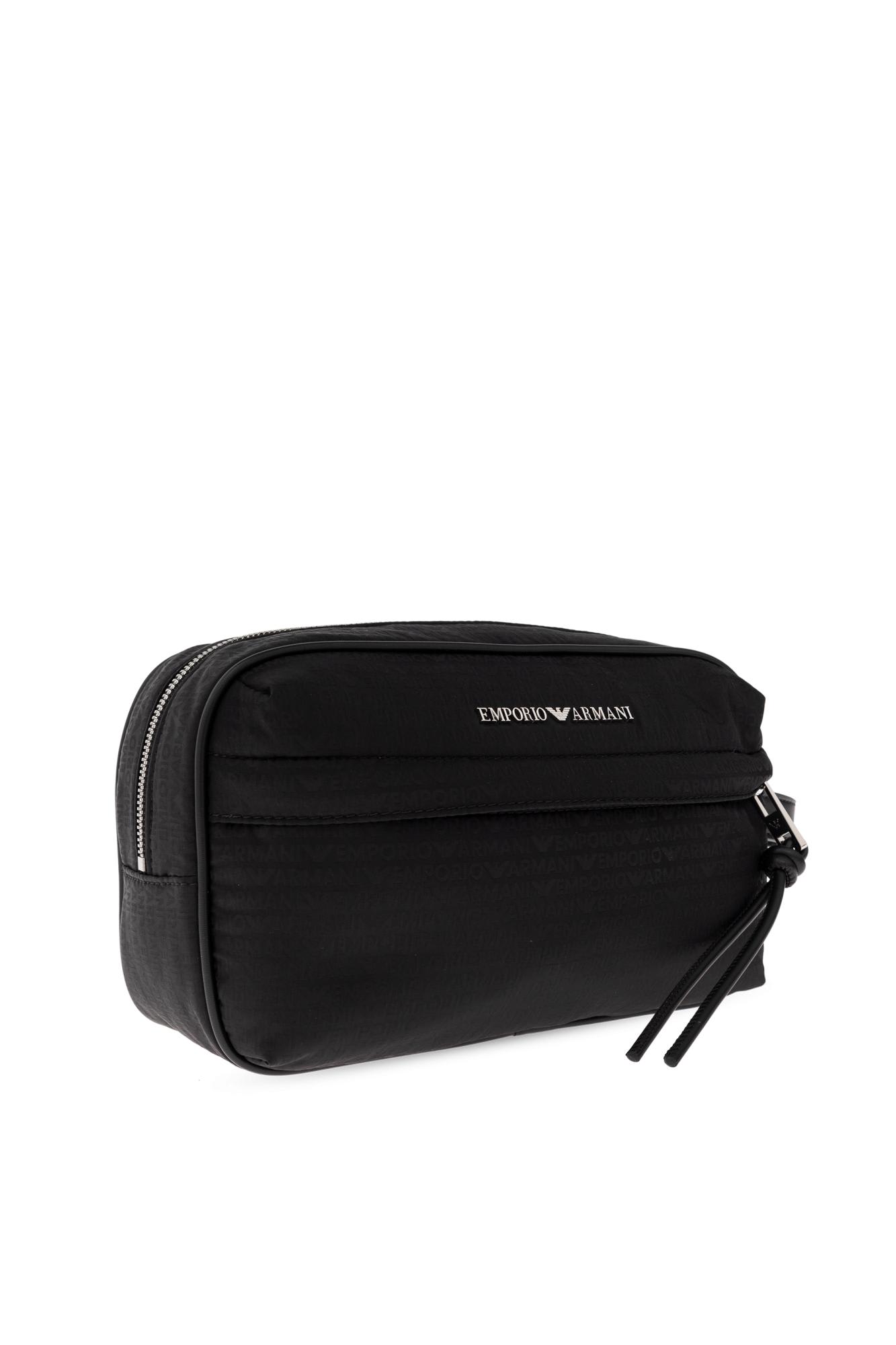 Emporio Armani Cosmetic Bag With Logo In Black
