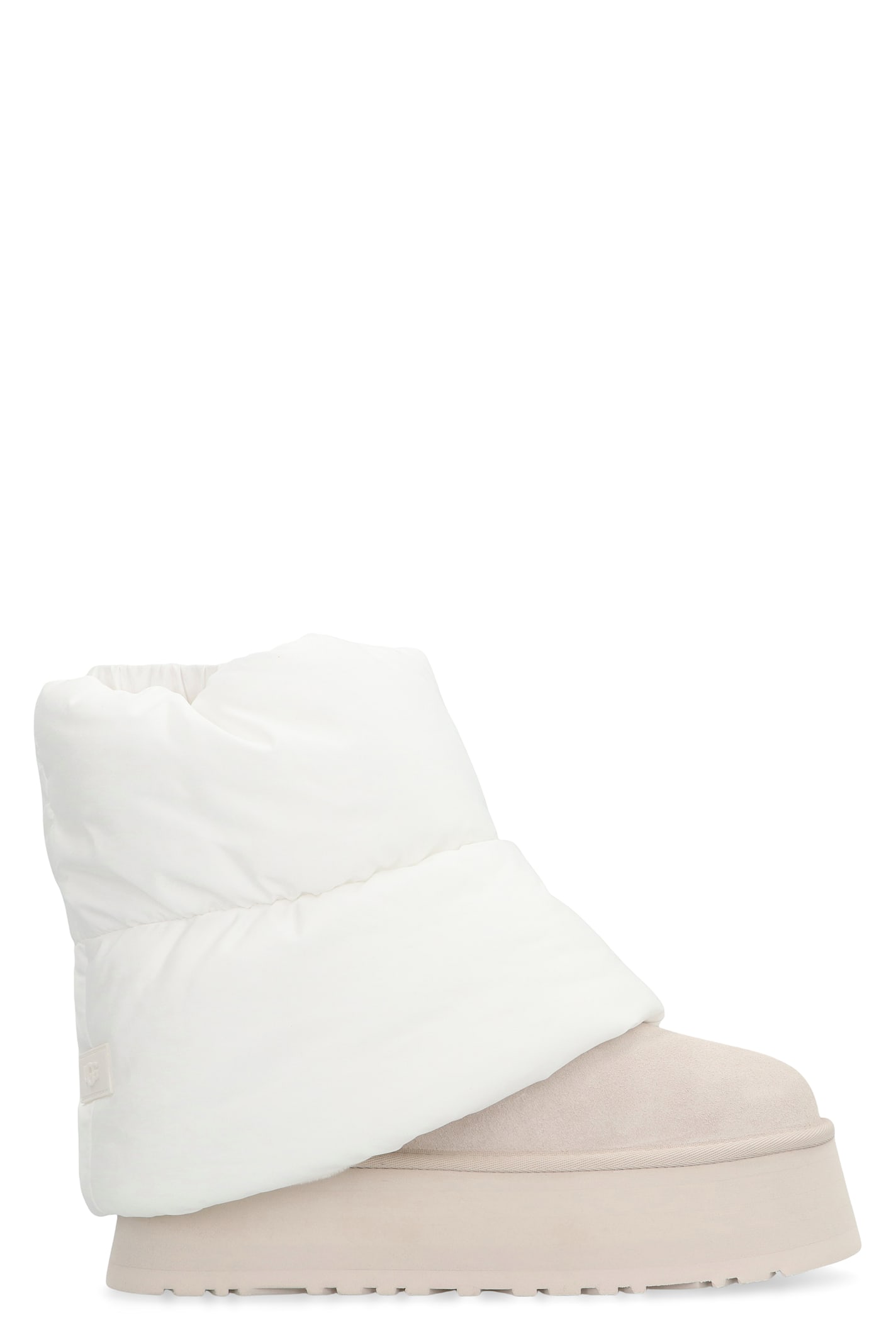 Ugg Classic Mini Dipper Puffer Suede Ankle Boots In White