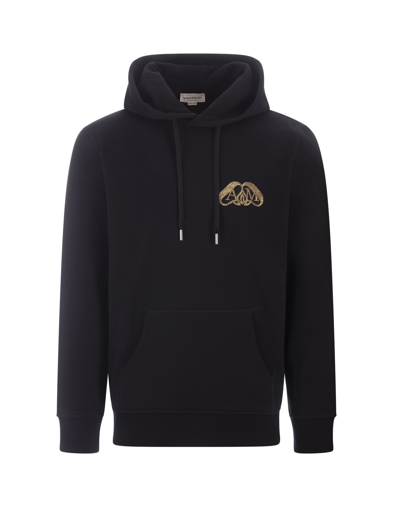 Shop Alexander Mcqueen Hoodie With Half Seal Logo In Black