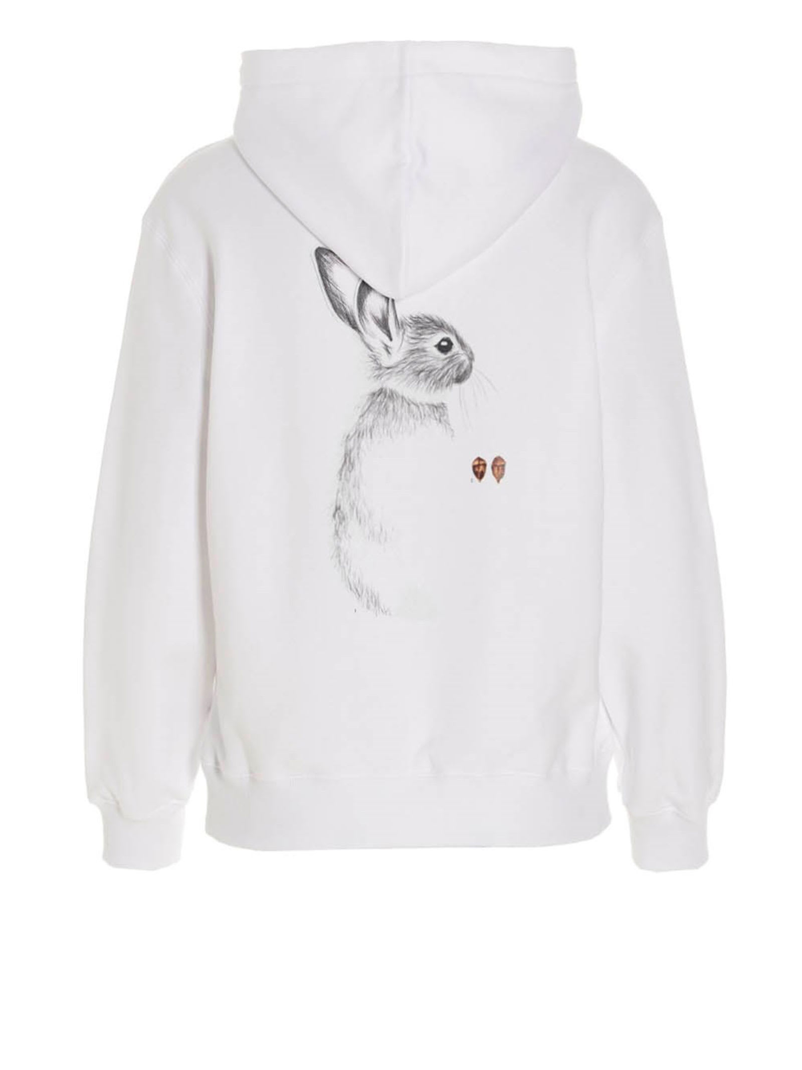 Lanvin Logo-embroidered Drawstring Hoodie In Optic White