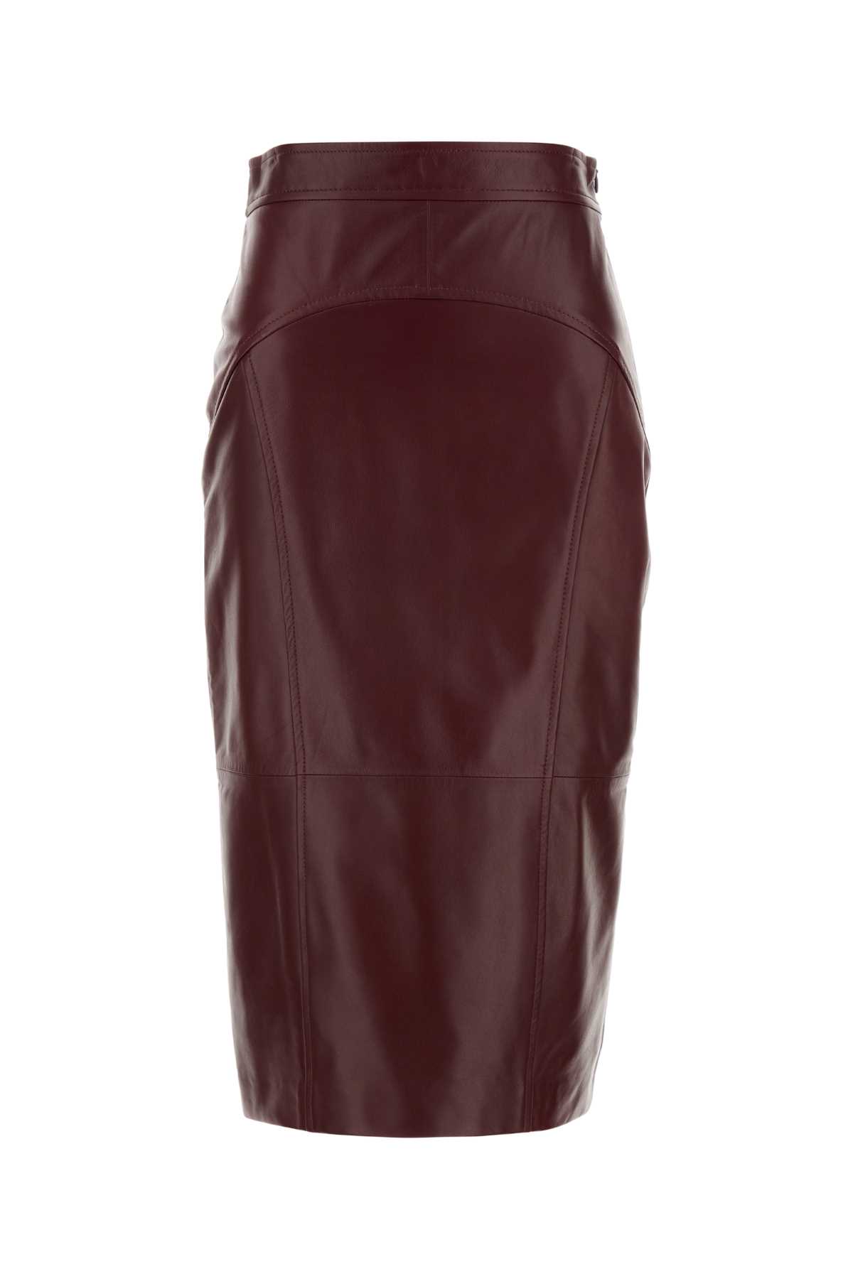 Burgundy Leather Taiga Skirt