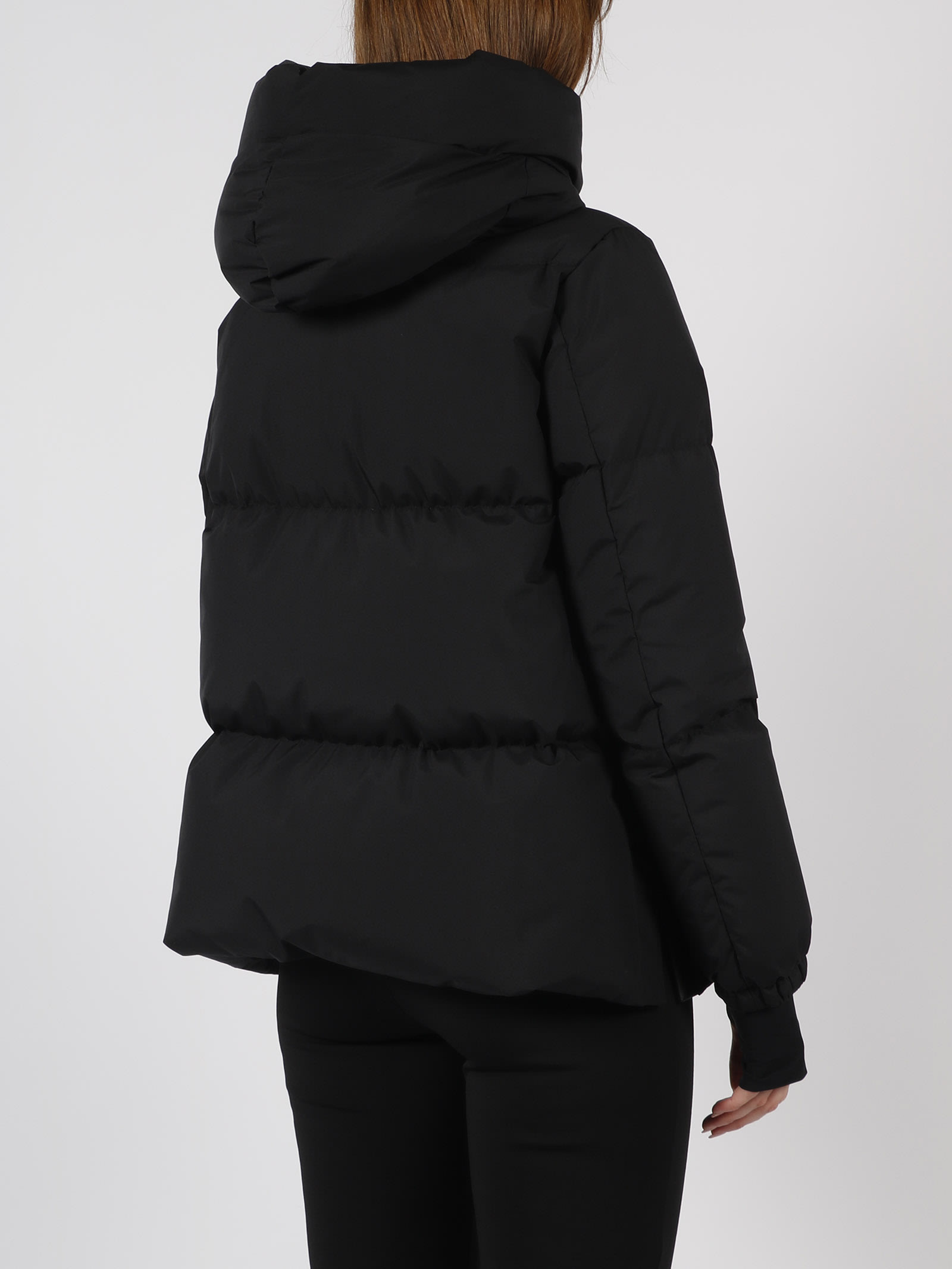 Shop Herno Hooded Down Jacket In Black