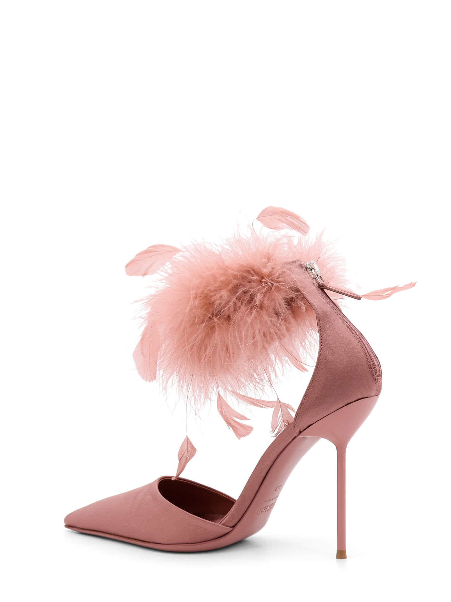 Paris Texas Lidia Satin Sandals With Feather Detail In Pink