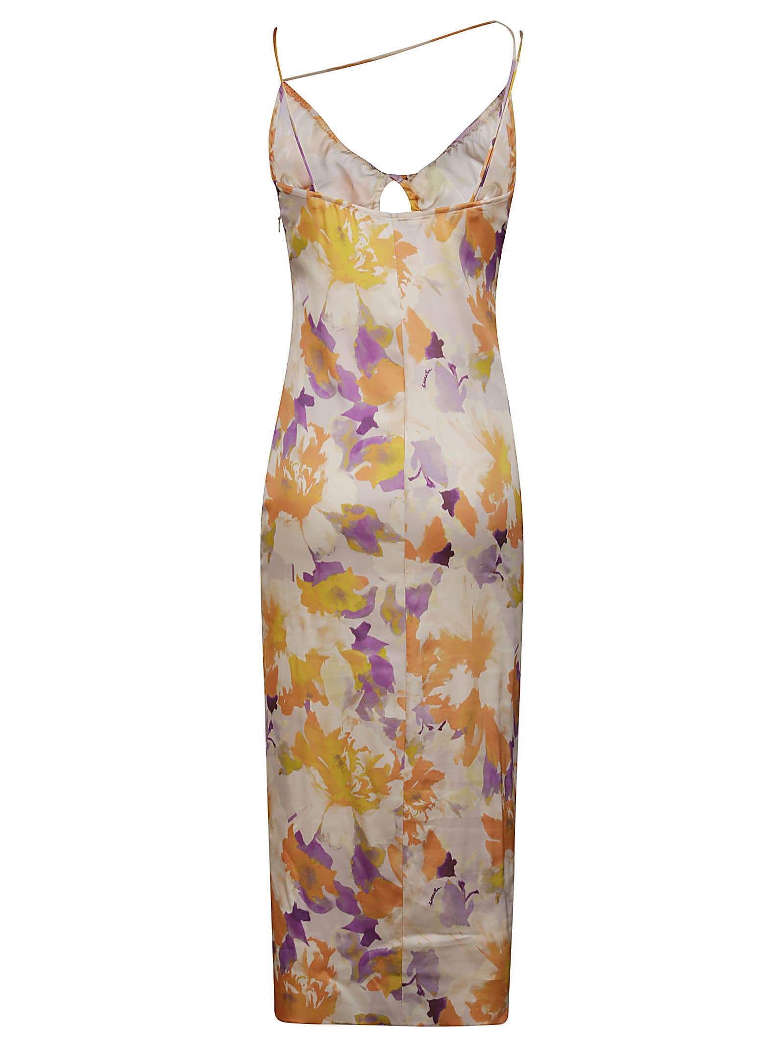 Shop Patrizia Pepe Floral Midi Dress In Orange Sorbet Flower