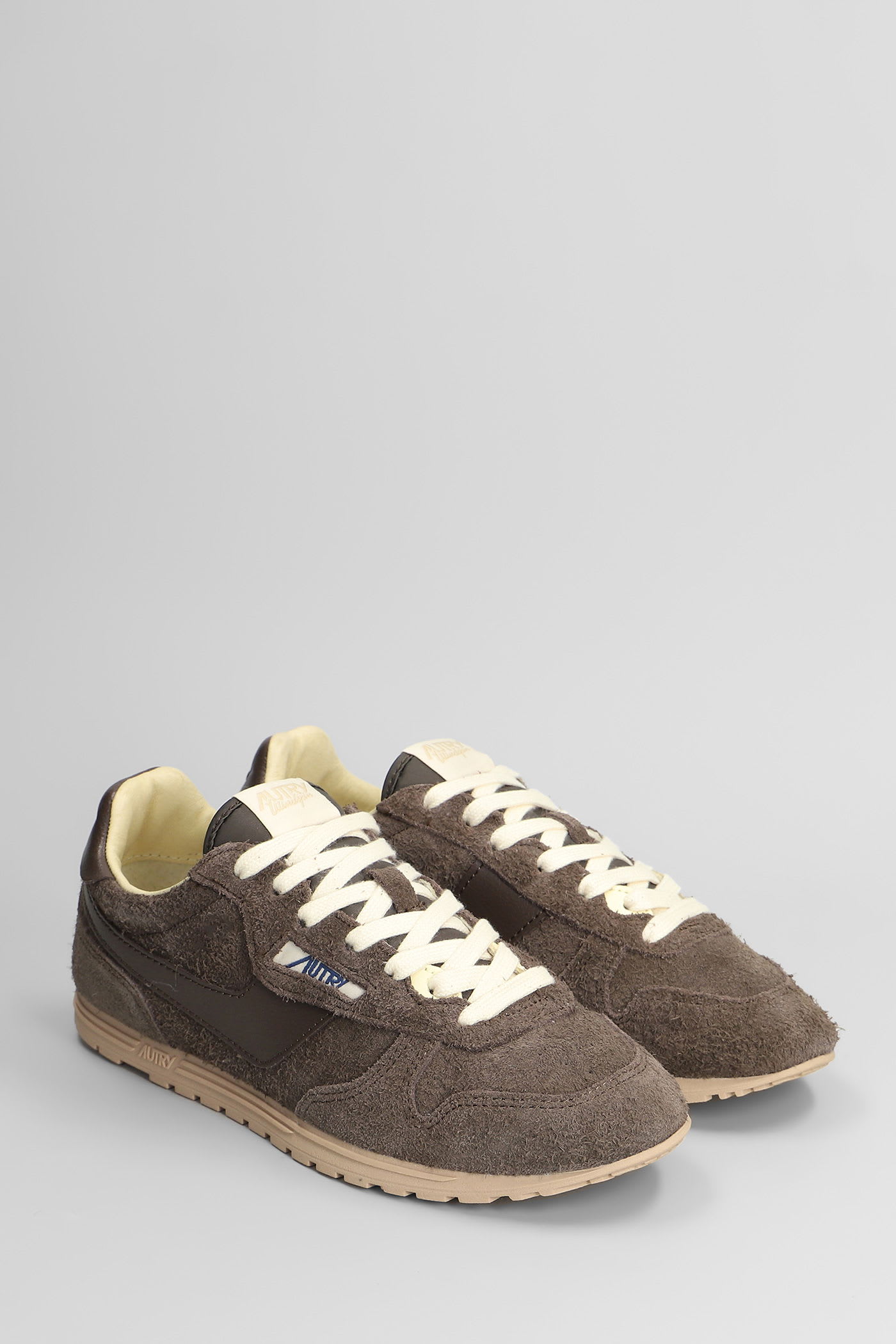 Autry Windspin Panelled Brushed Suede Sneakers In Brown