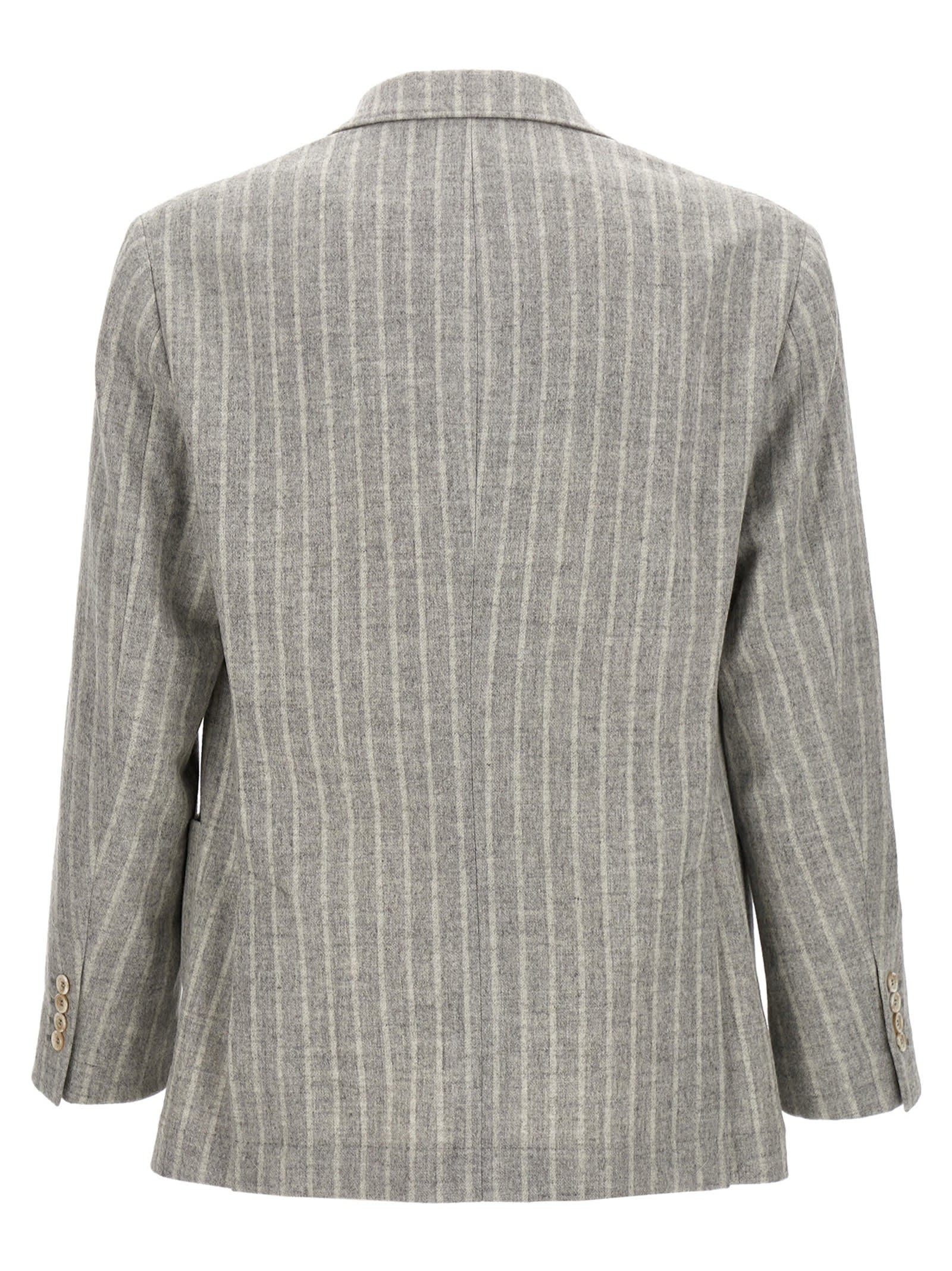 Shop Brunello Cucinelli Pinstripe Blazer In Gray