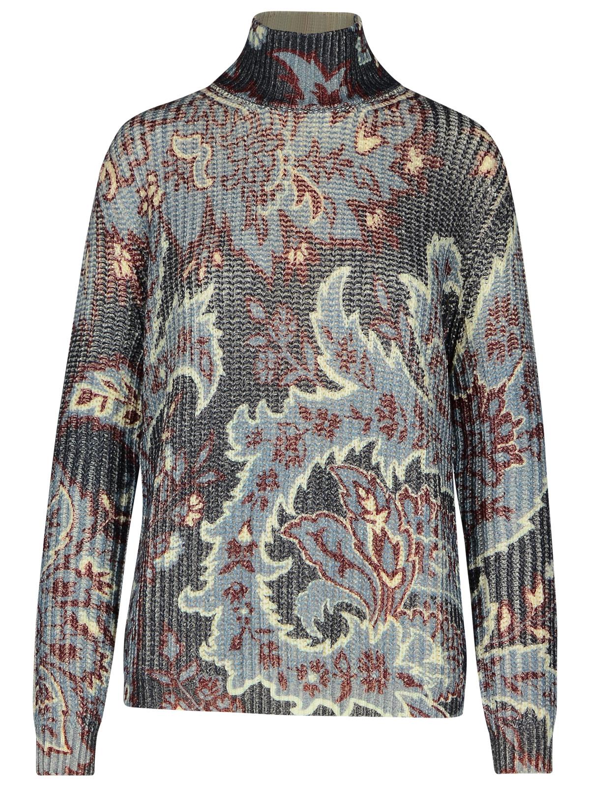 Shop Etro Multicolor Wool Turtleneck Sweater