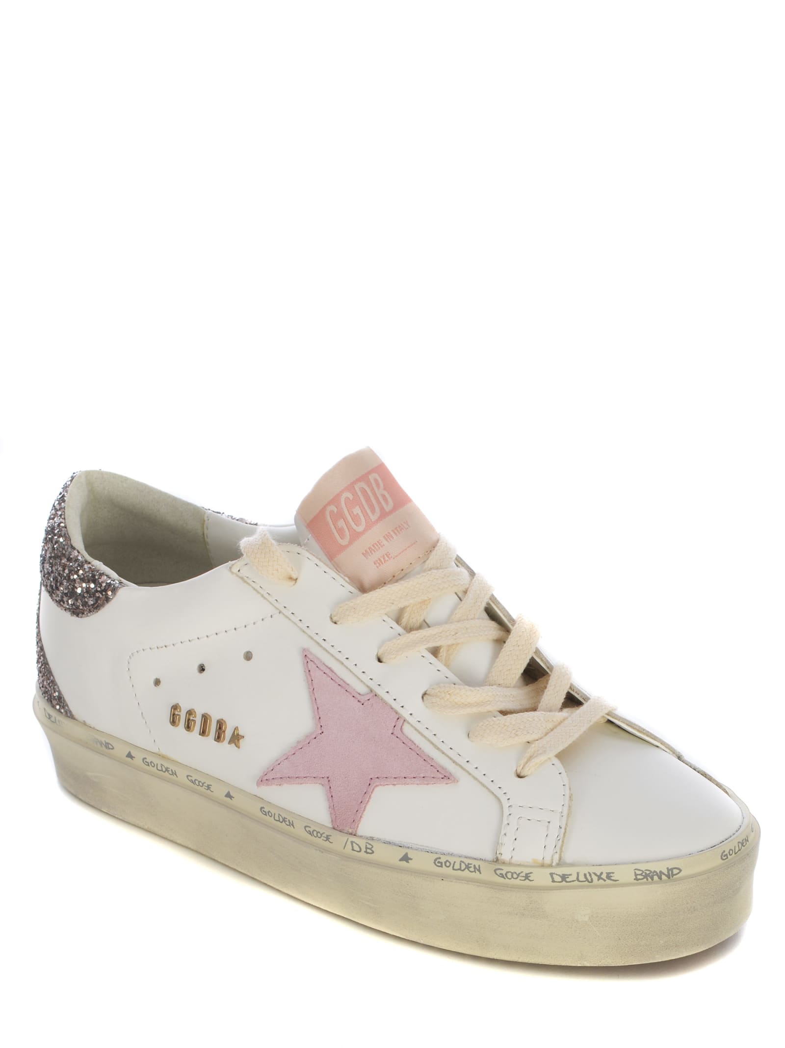 Shop Golden Goose Sneakers  Hi Star Made Of Leather In Bianco