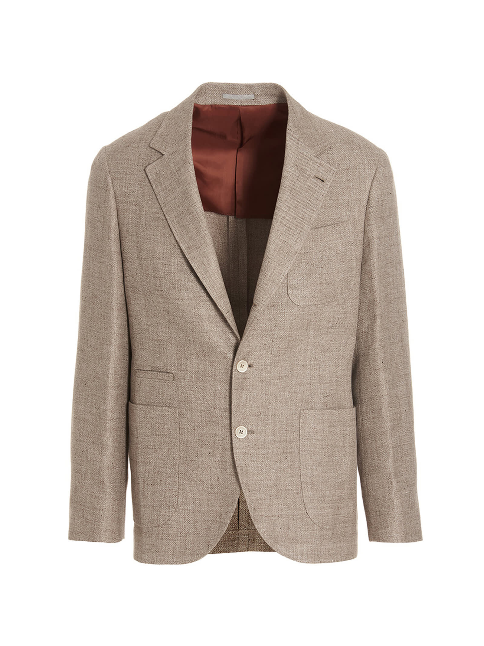 Shop Brunello Cucinelli Single Breast Blazer Jacket In Beige