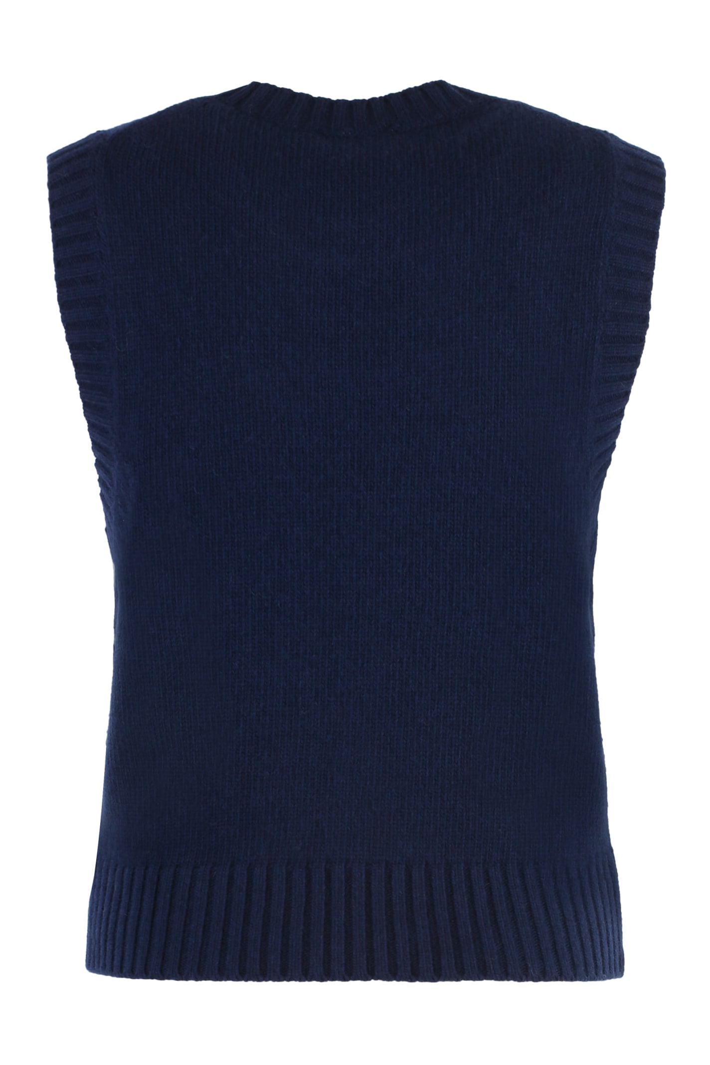 Shop Ganni Wool Vest In Blue