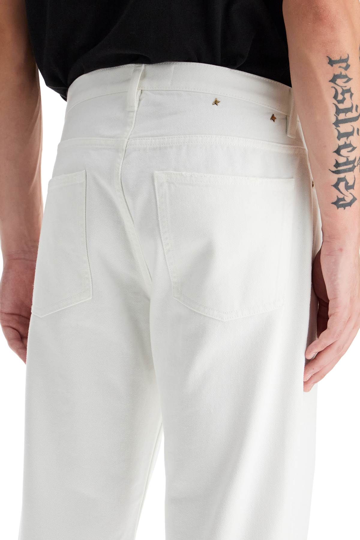 Shop Golden Goose Stonewashed Treated Jeans In Offwhite (white)