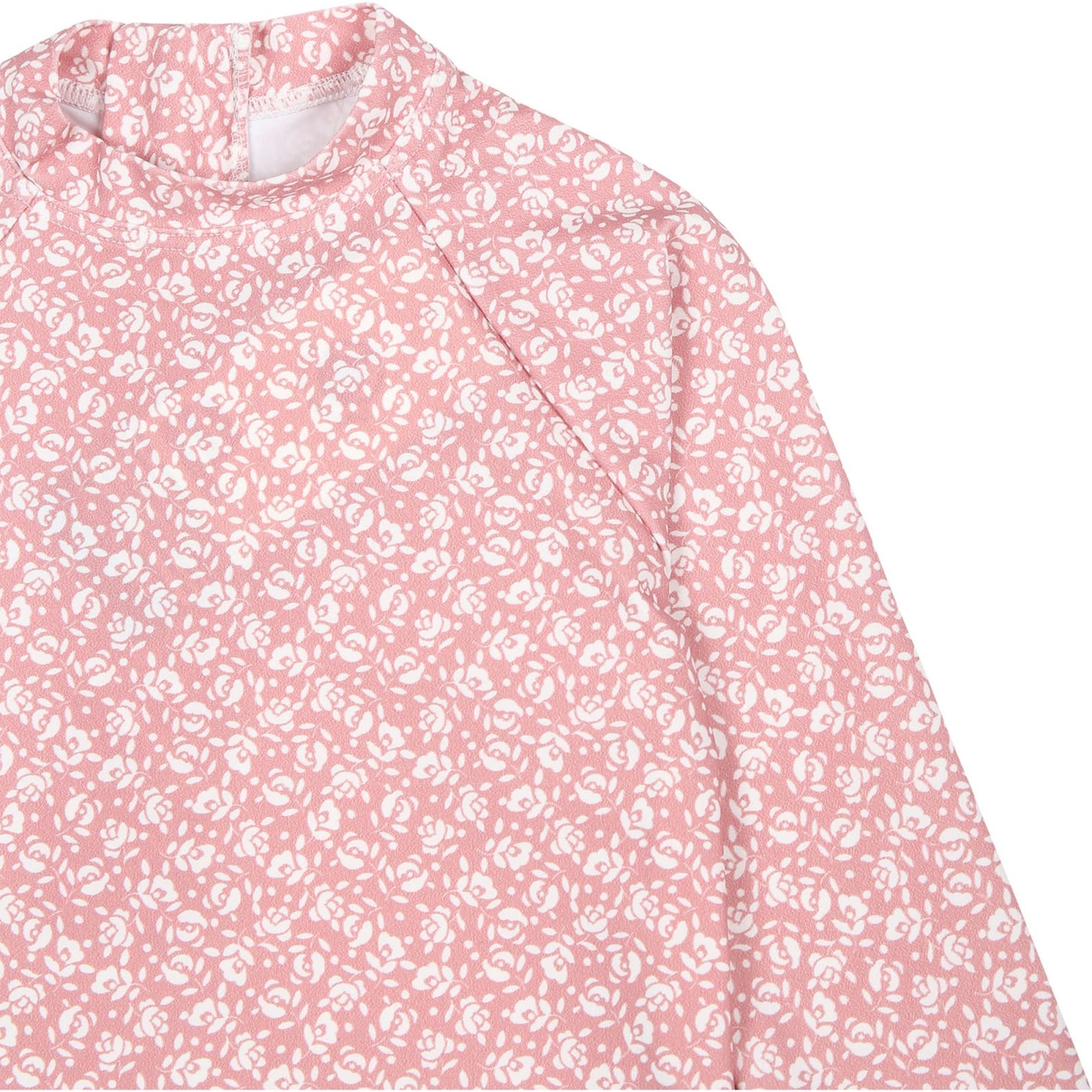 Shop Petit Bateau Pink Anti Uv T-shirt For Baby Girl With Flowers Print