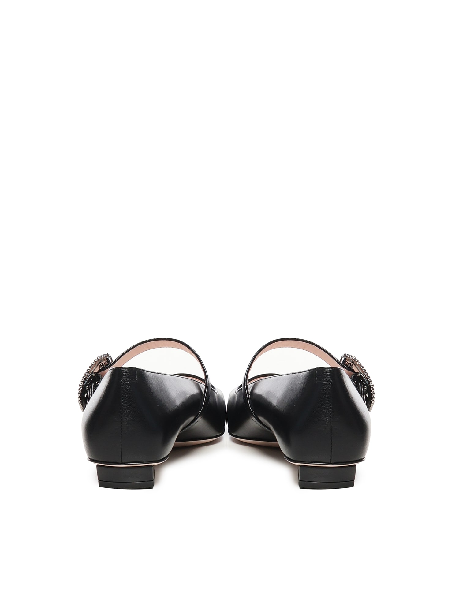 Roger Vivier Belle Vivier Leather Ballerinas In Black