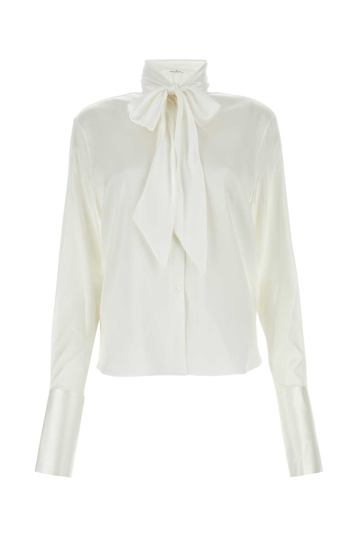 ERMANNO SCERVINO WHITE STRETCH SATIN SHIRT 