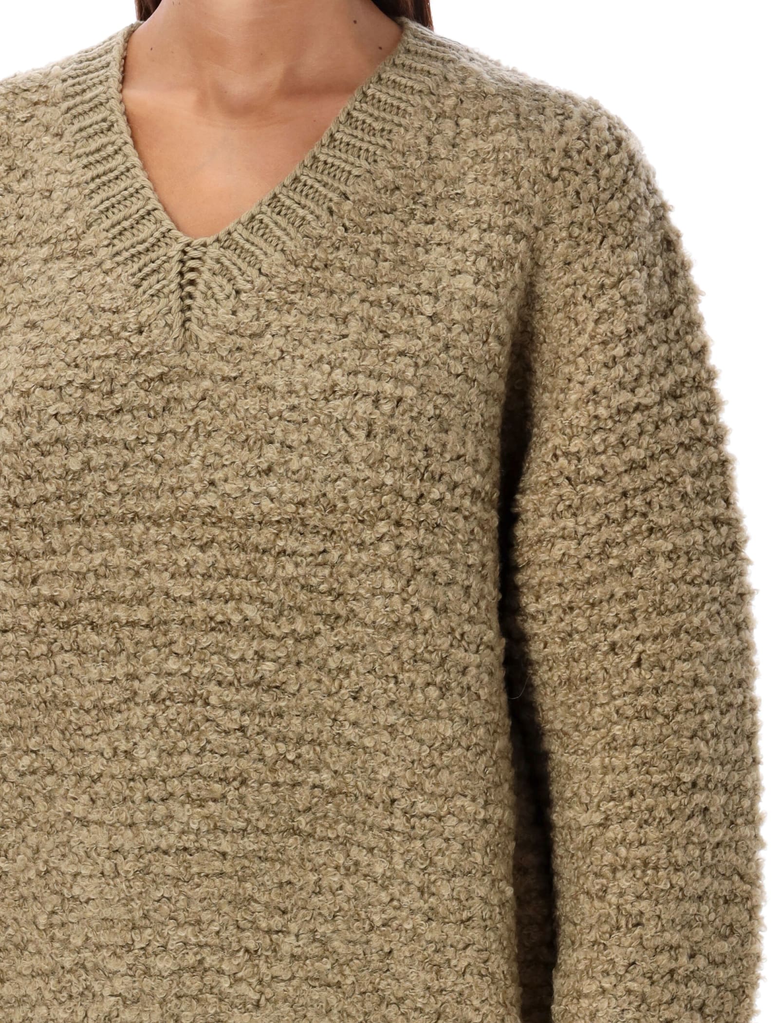 Shop Jw Anderson Textured Knit V-neck Sweater In Flax