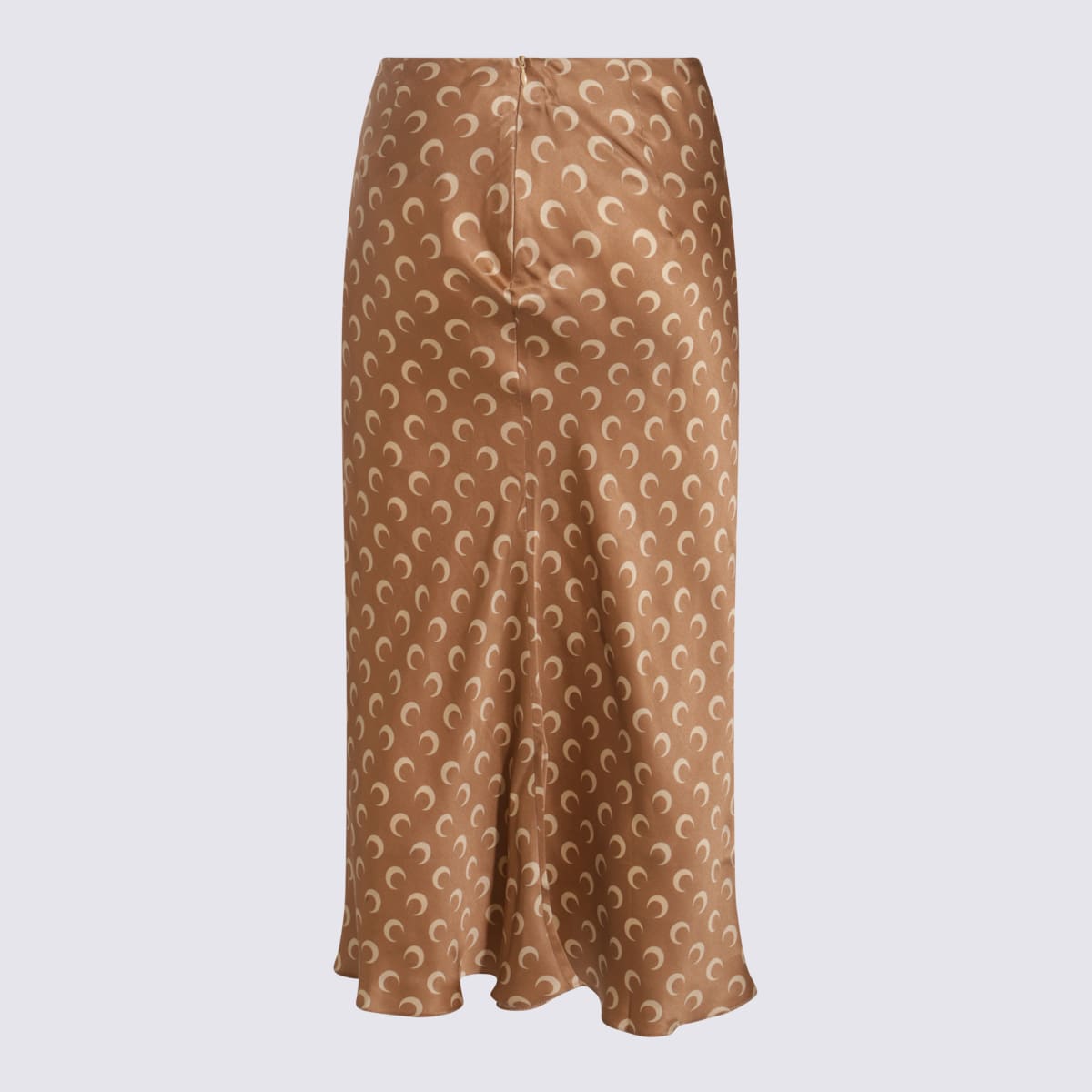 Marine Serre Moon Satin Midi Skirt In Beige