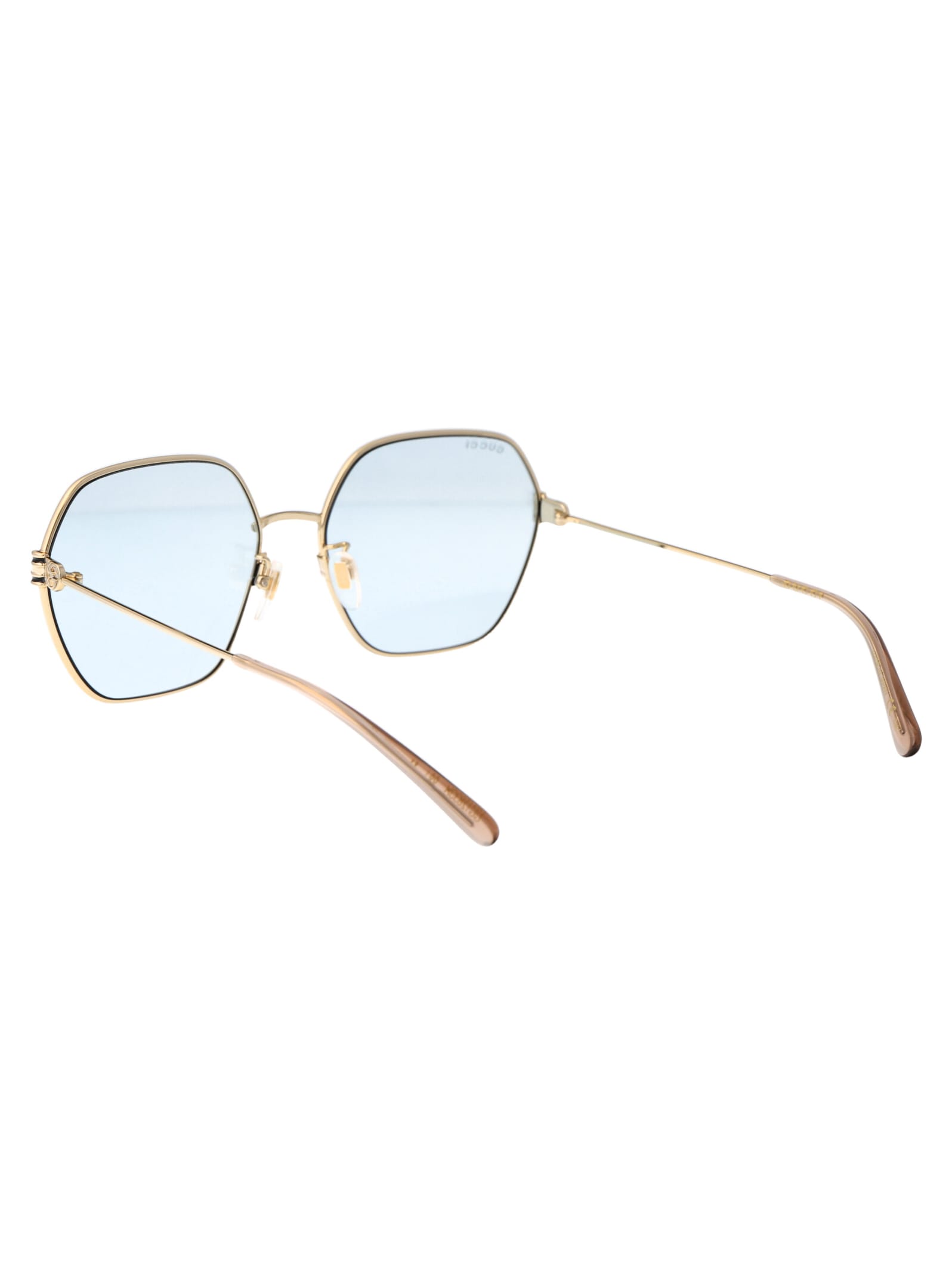 Shop Gucci Gg1285sa Sunglasses In 004 Gold Gold Light Blue