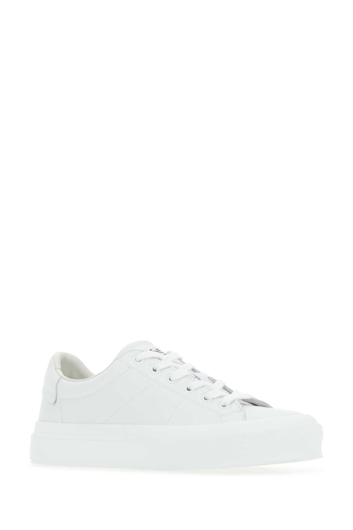 Givenchy White Leather City Light Sneakers In 100