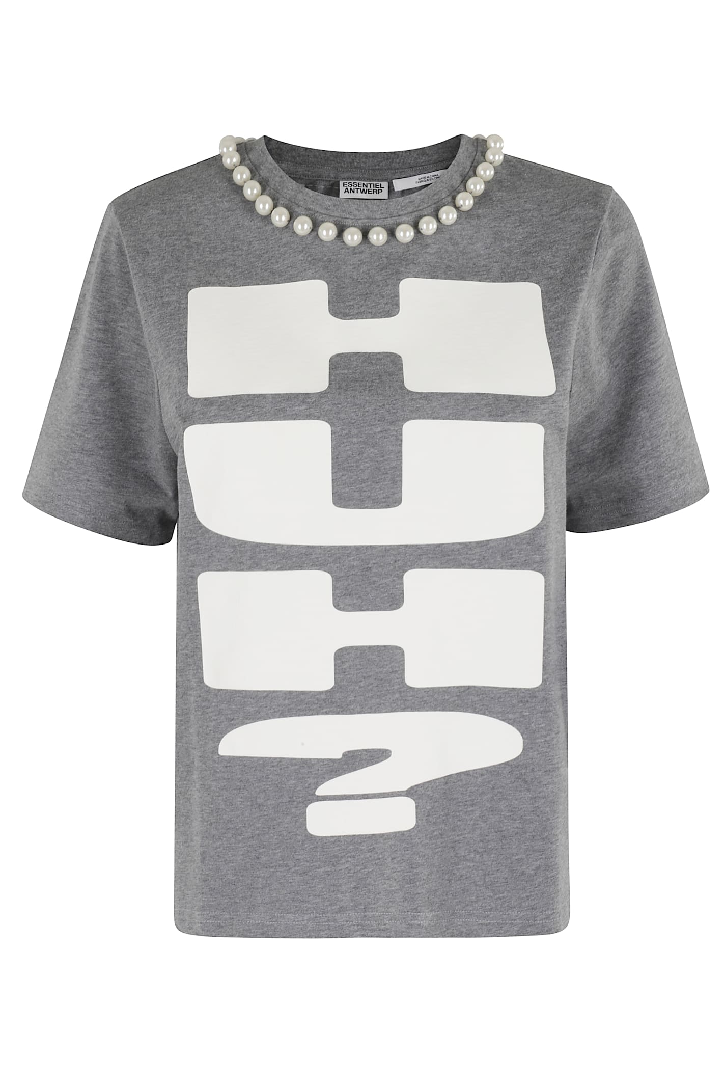 Essentiel Antwerp Isos Beads Print Tshirt In Gray